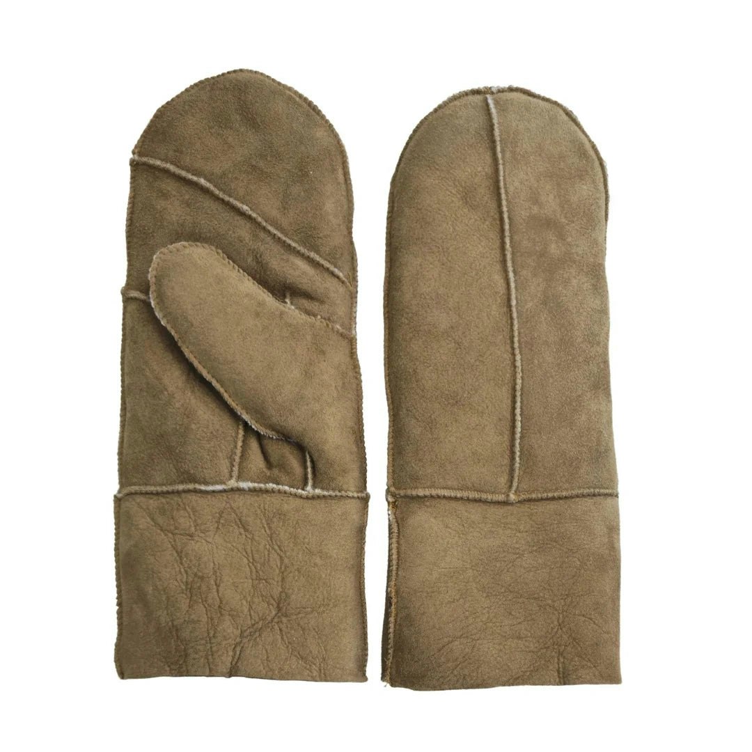 Infinity Leather Women's ’S Premium Suede Leather Shearling Wool Lining Gloves - Tan - Medium