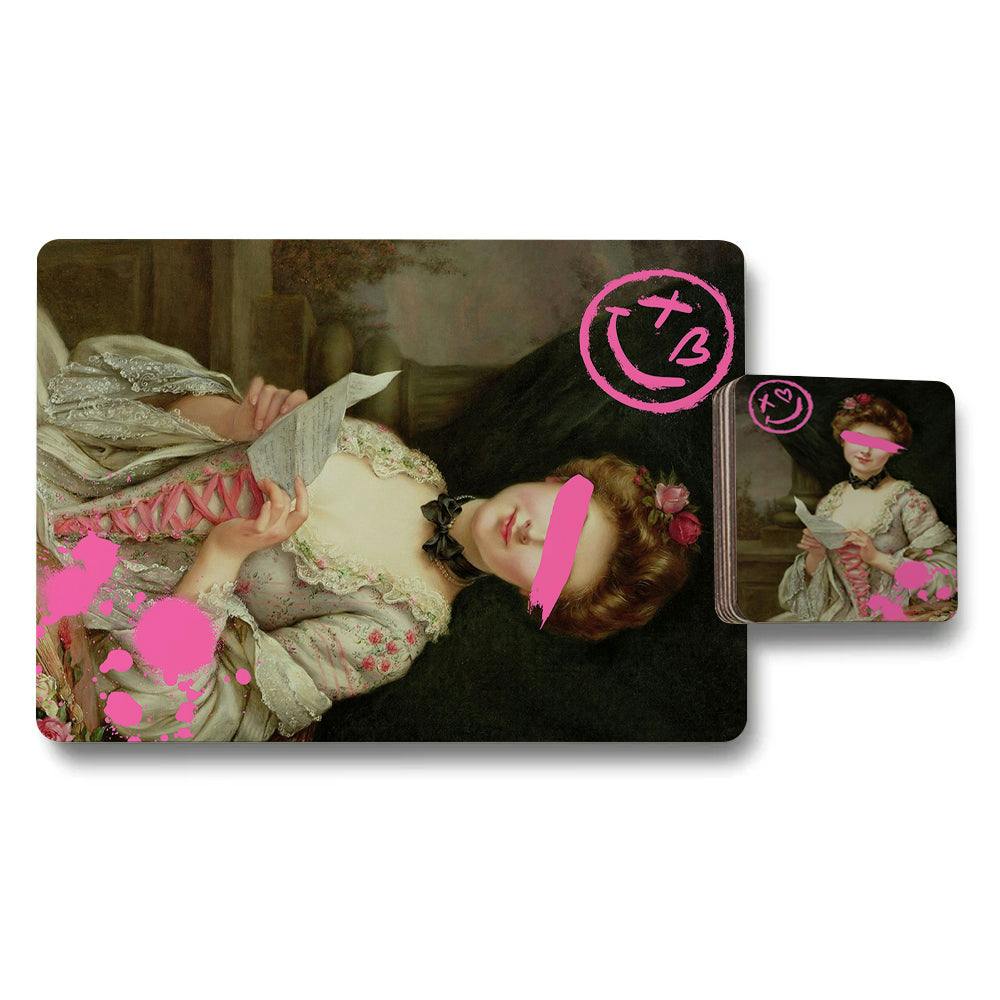 Rackhams Set Of 12 Placemats And Coasters 11X8 And 3.7X3.7 Designer Artwork Wood Bottom