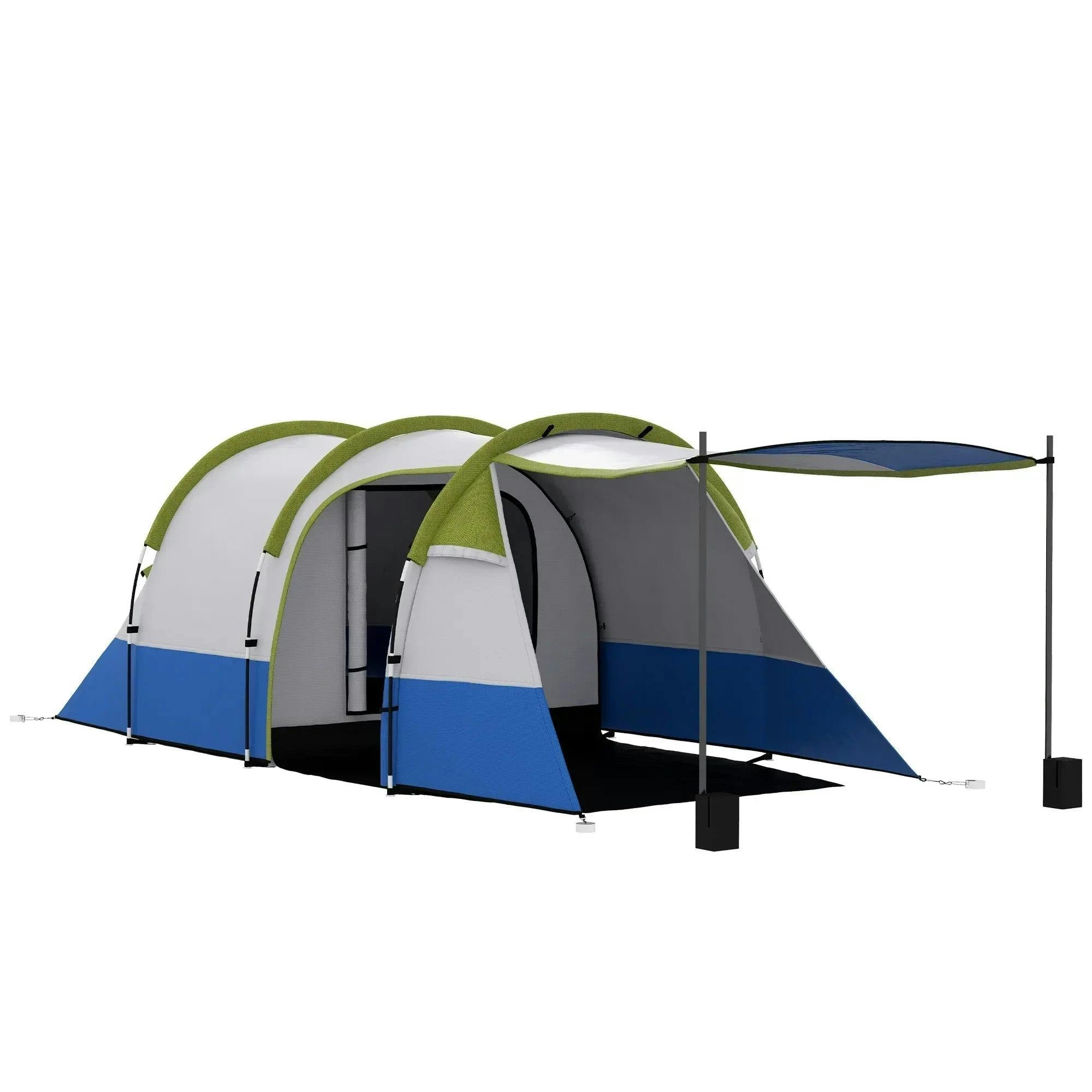Camping Tunnel Tent 2 3 Man Bedroom Living Room Green - Image 5