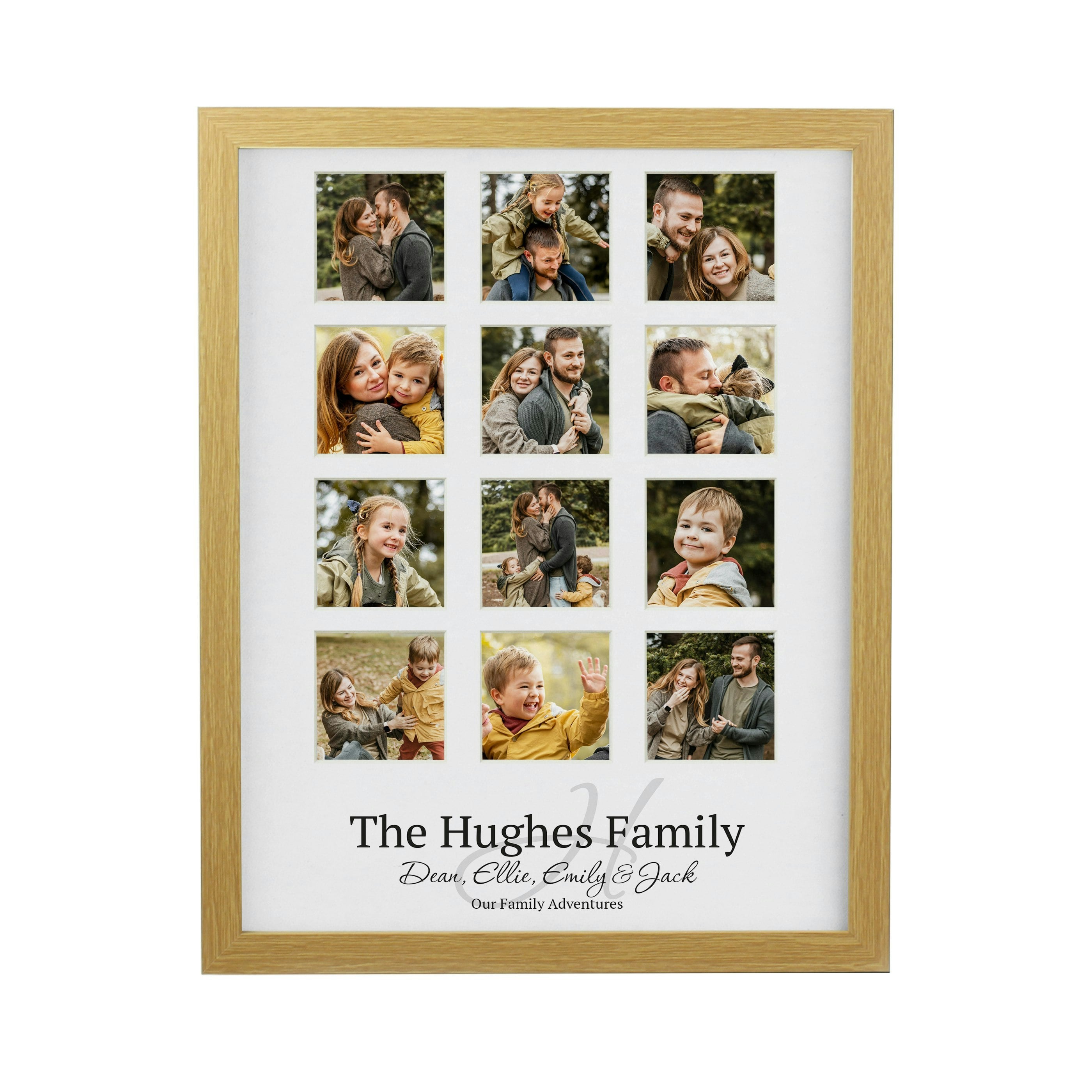 Rackhams Personalised Family Oak Multi Photo Frame