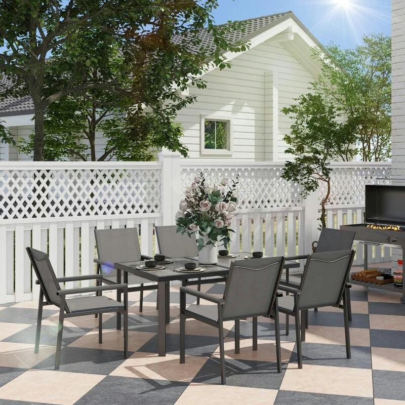 George Grey Outsunny 7 Piece Metal Dining Set For 6 - Image 5
