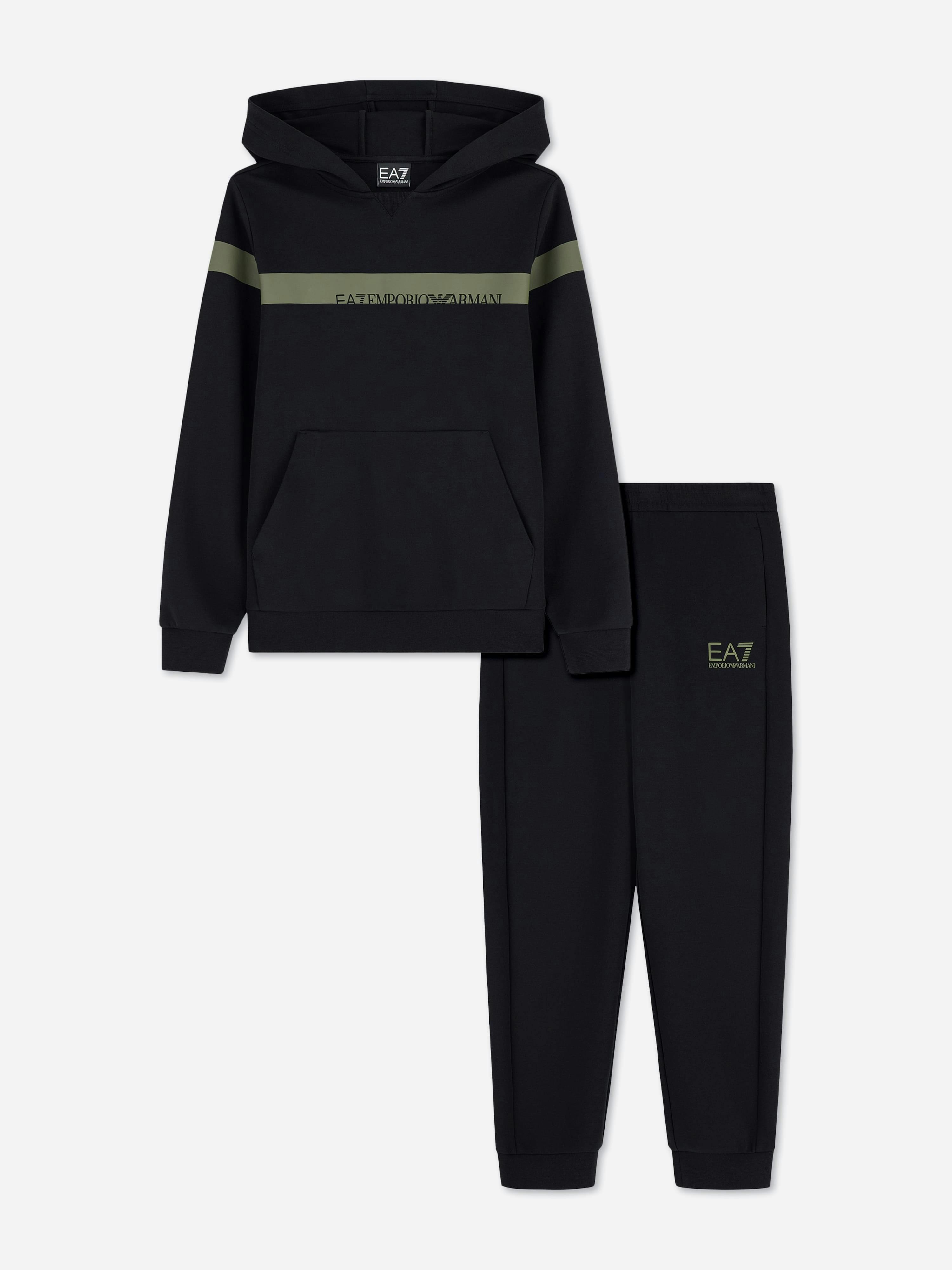 Ea7 Emporio Armani Boys Black Train Extended Logo Tracksuit In - 8 Yrs