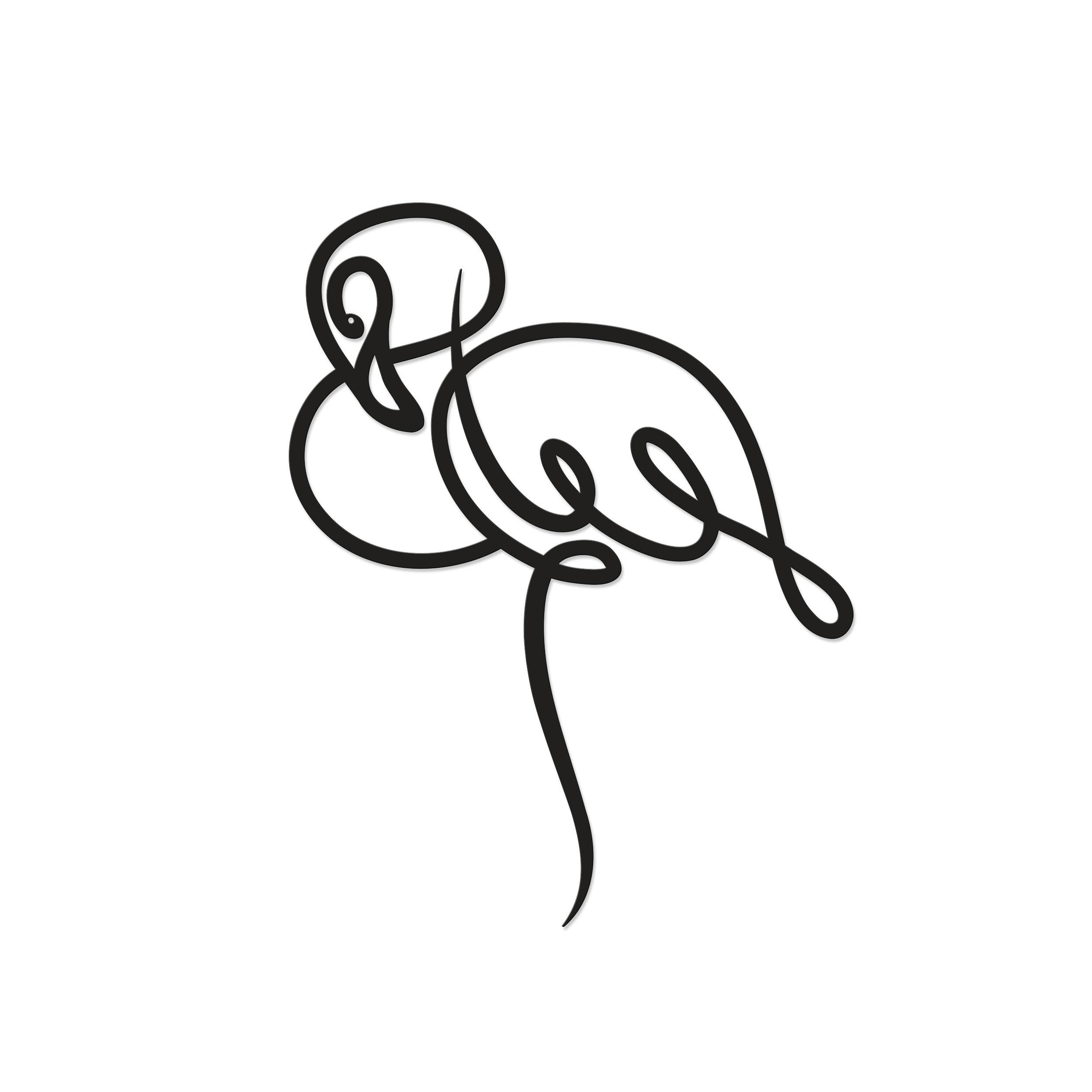 Rackhams Black Modern Metal Wall Art Flamingo Theme Home Ornament Decorative Minimalist Design Hanging Wall Sculpture, - Metal