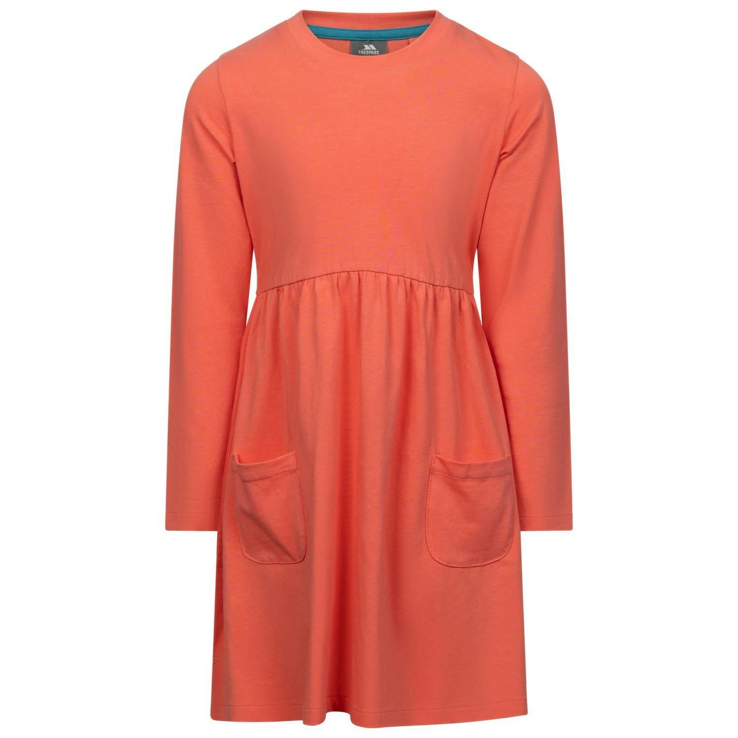 Trespass Girls Orange Morra Dress - Soft - 5-6 Years - Soft - 95% Cotton/5% Elastane