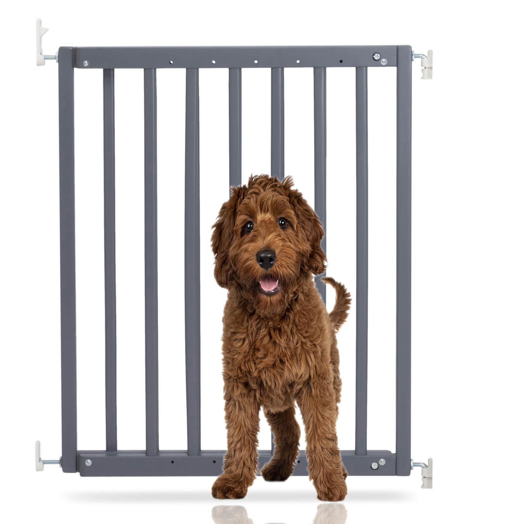 Bettacare Grey Chunky Wooden Screw Fit Dog Gate, 63.5Cm - 105.5Cm, Wooden Dog Gate Gate, Screw Fit Pet Stair Gate, Puppy Gate