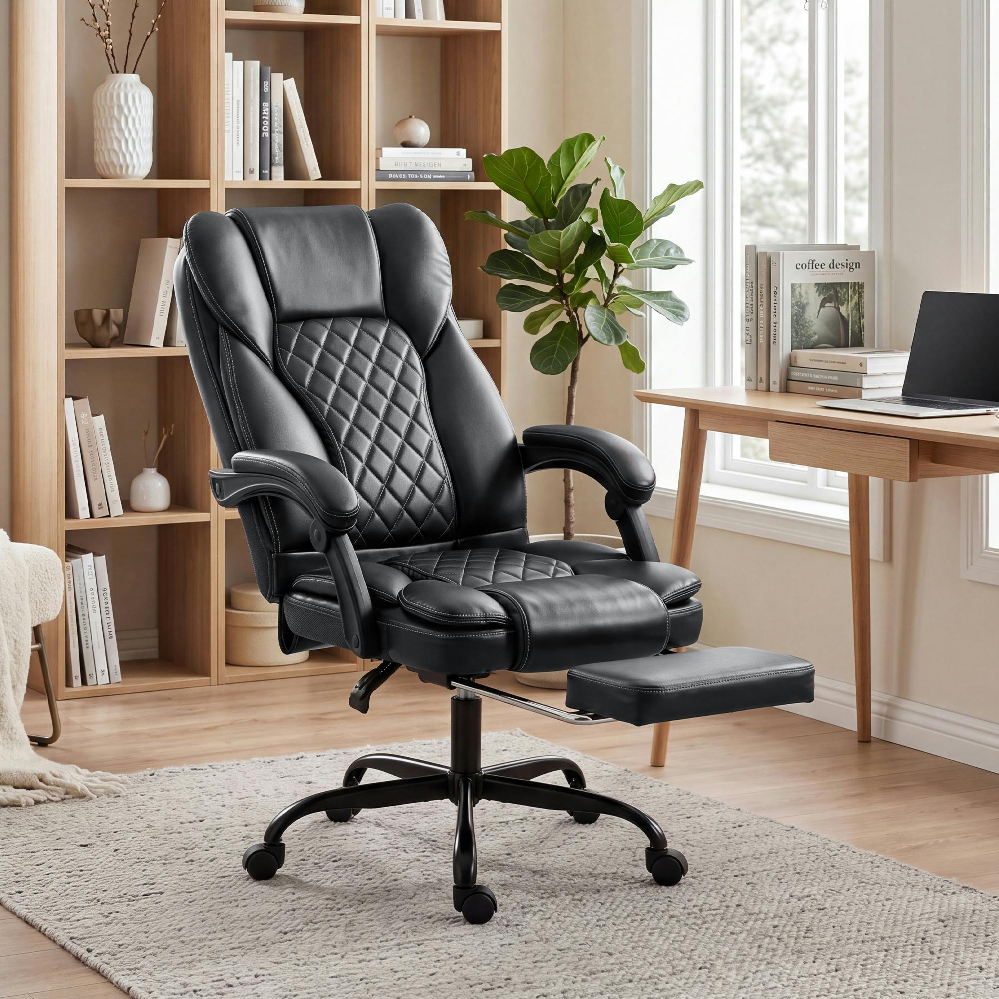 Rackhams Black Home Office Chair Reclining Function High Back