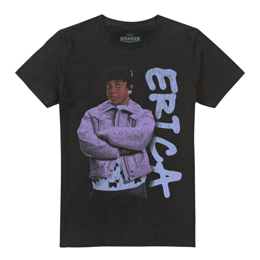 Stranger Things Unisex Black Adult Erica Neo Homage T-Shirt - Xl
