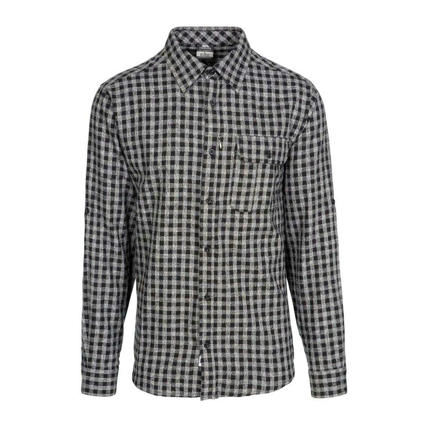 Trespass Men's Black Participate Checked Cotton Shirt - Xs - 100% Mixed