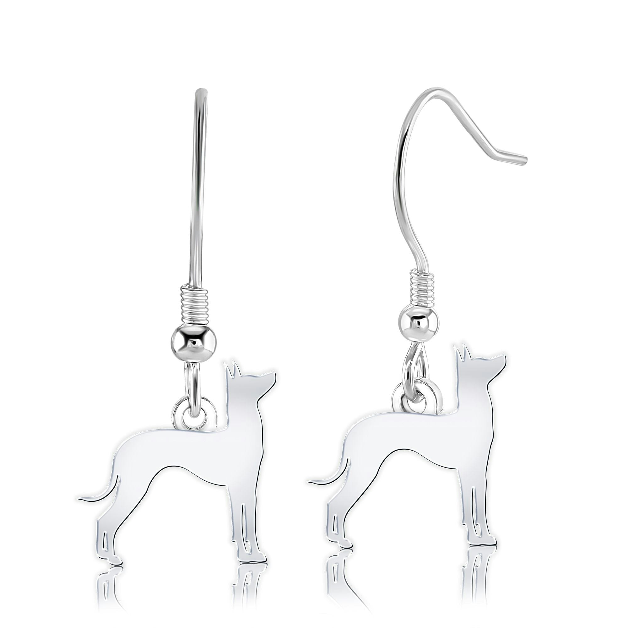Mylee London Silver Mexican Hairless Dog Silhouette Earrings - No - Hook