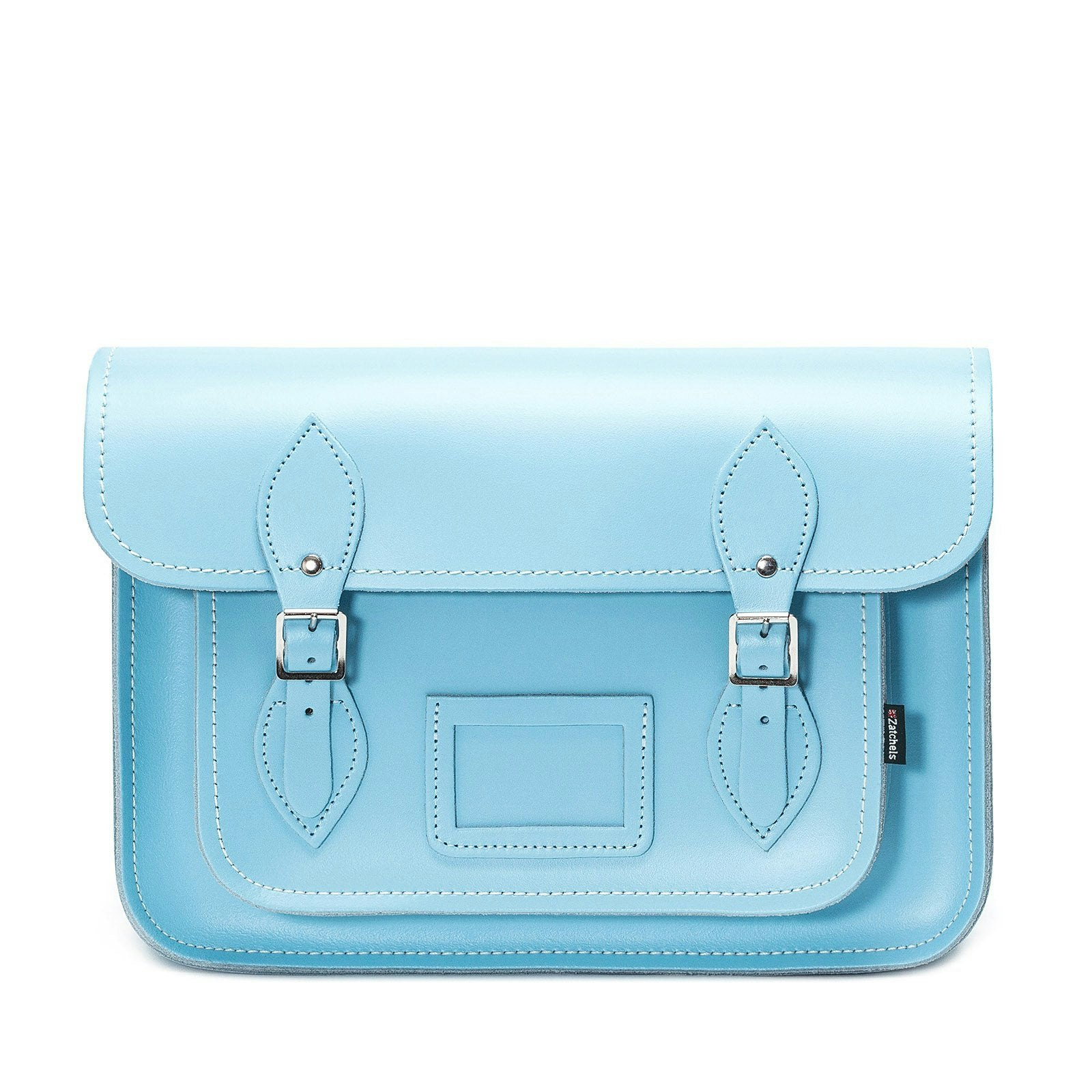 Zatchels Blue Handmade Leather Satchel - Pastel Baby - 11.5"