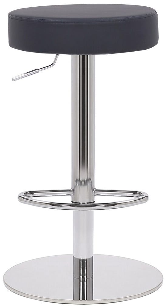 Rackhams Black Semplice Deluxe Breakfast Bar Stool, Chrome Footrest, Height Adjustable Swivel Gas Lift, Home Bar & Kitchen Barstool,