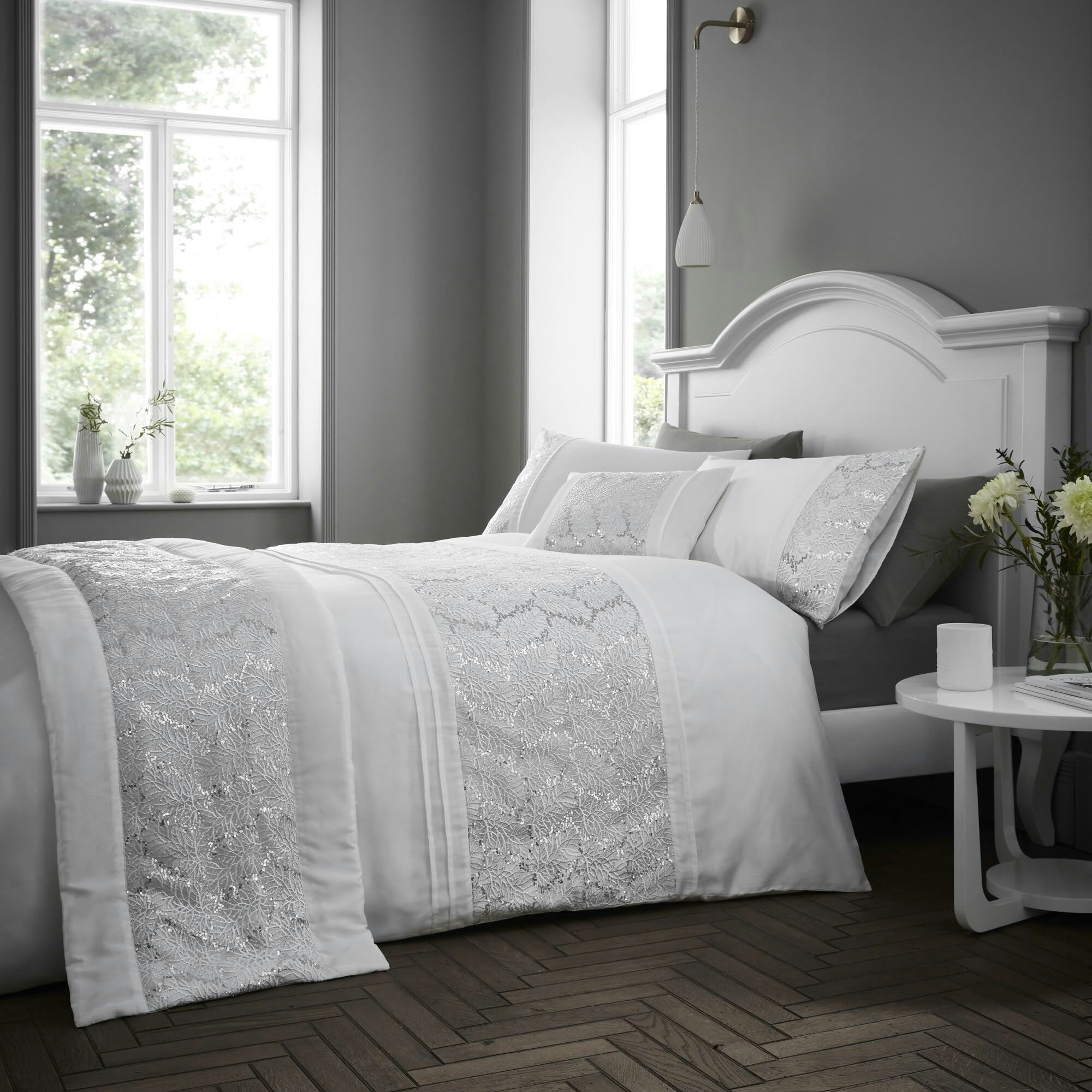 Portfolio Home White Rouen Duvet Cover Set - Super King - Duvet Cover Set