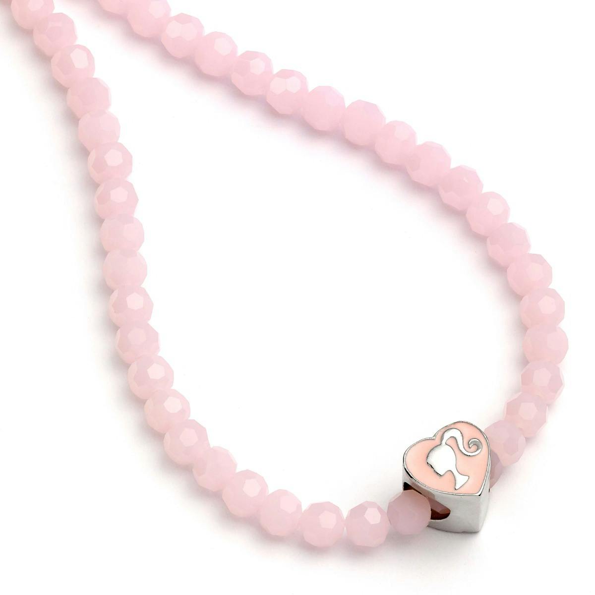 The Carat Shop Pink Barbie Bead Necklace With Heart Shaped Bead Charm