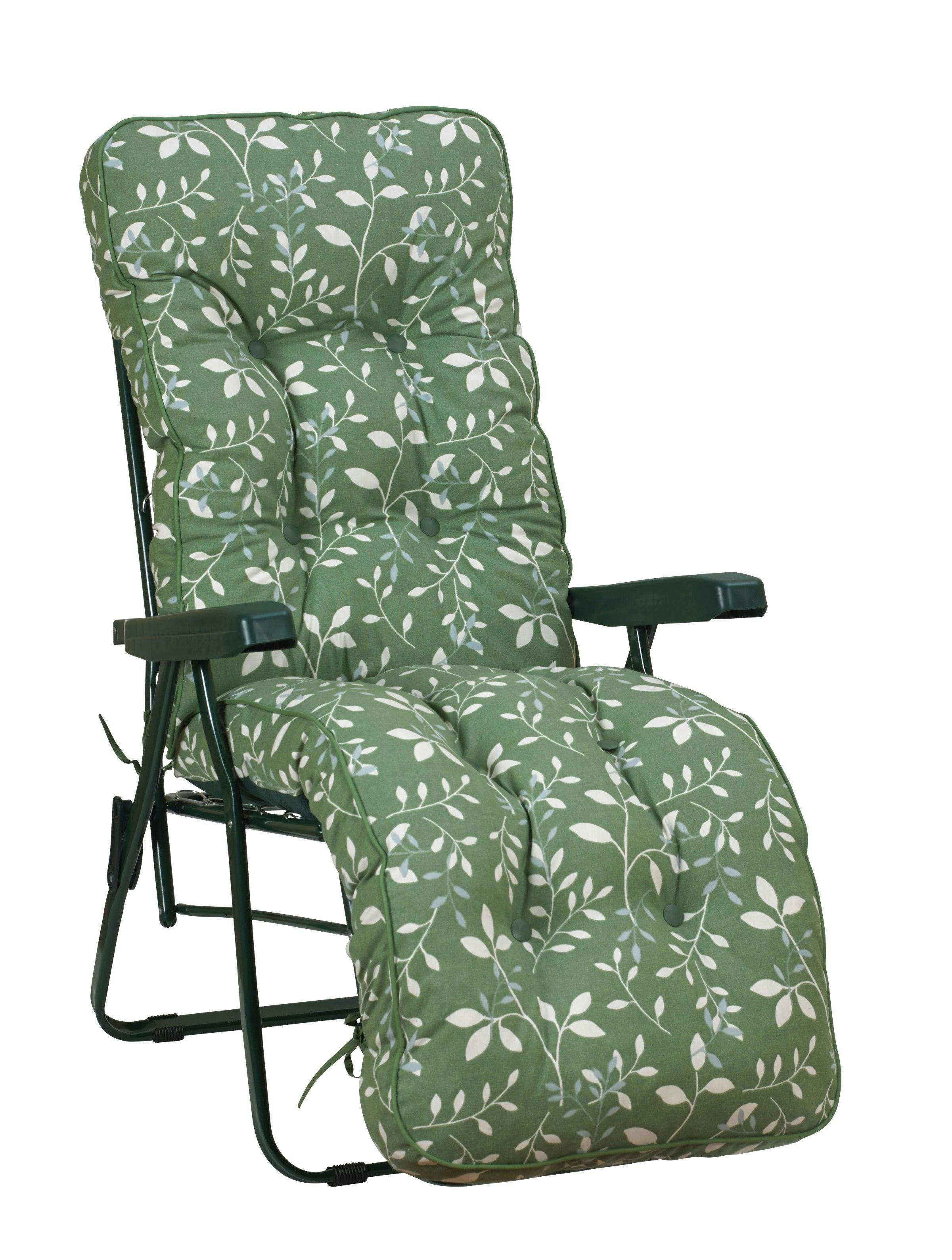 Rackhams Green Deluxe Garden Relaxer Chair | Multi-Position Reclining Lounger - Country - 99Cm X 58Cm X 73Cm