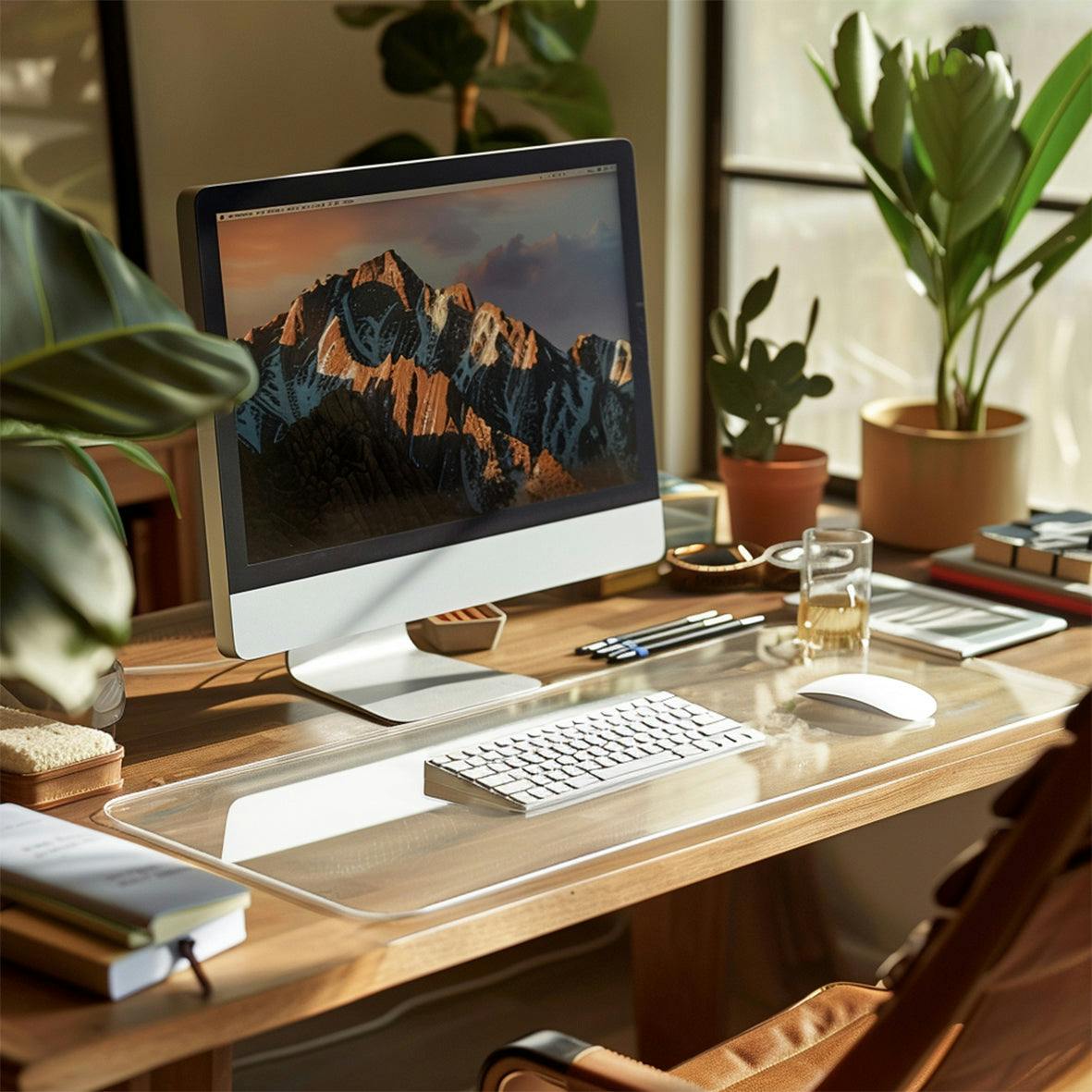 Rackhams Pvc Clear Desk Mat - Frosted - 120X80 Cm