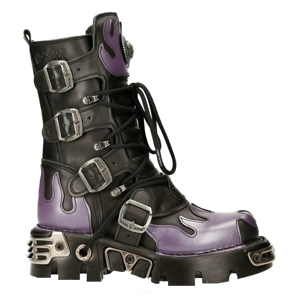 New Rock Purple M-591-S5 Flame Punk Boots - Eu 39