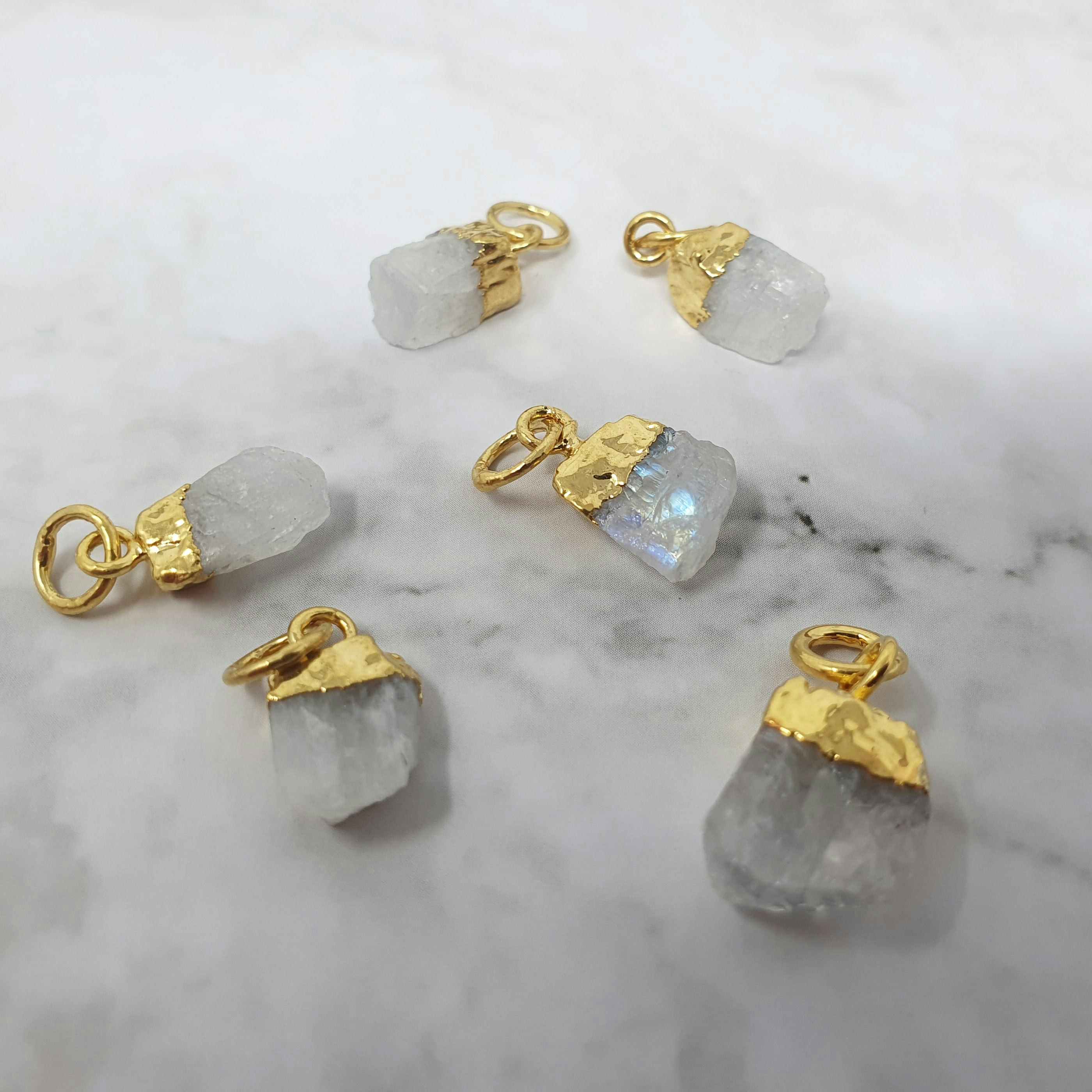Harfi Gold Bell Birthstone Pendant Charms - Moonstone - June - Moonstone - June