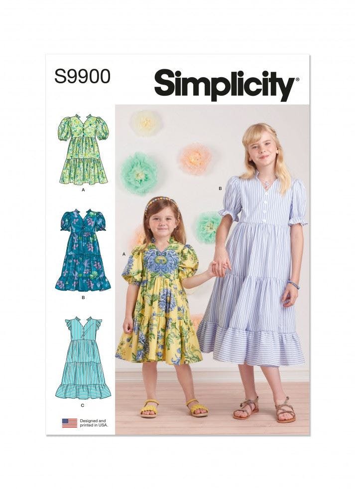 Simplicity Sewing Pattern 9900, Dresses For Kids, Hh (3-4-5-6) - Intermediate - K5 (7-8-10-12-14)