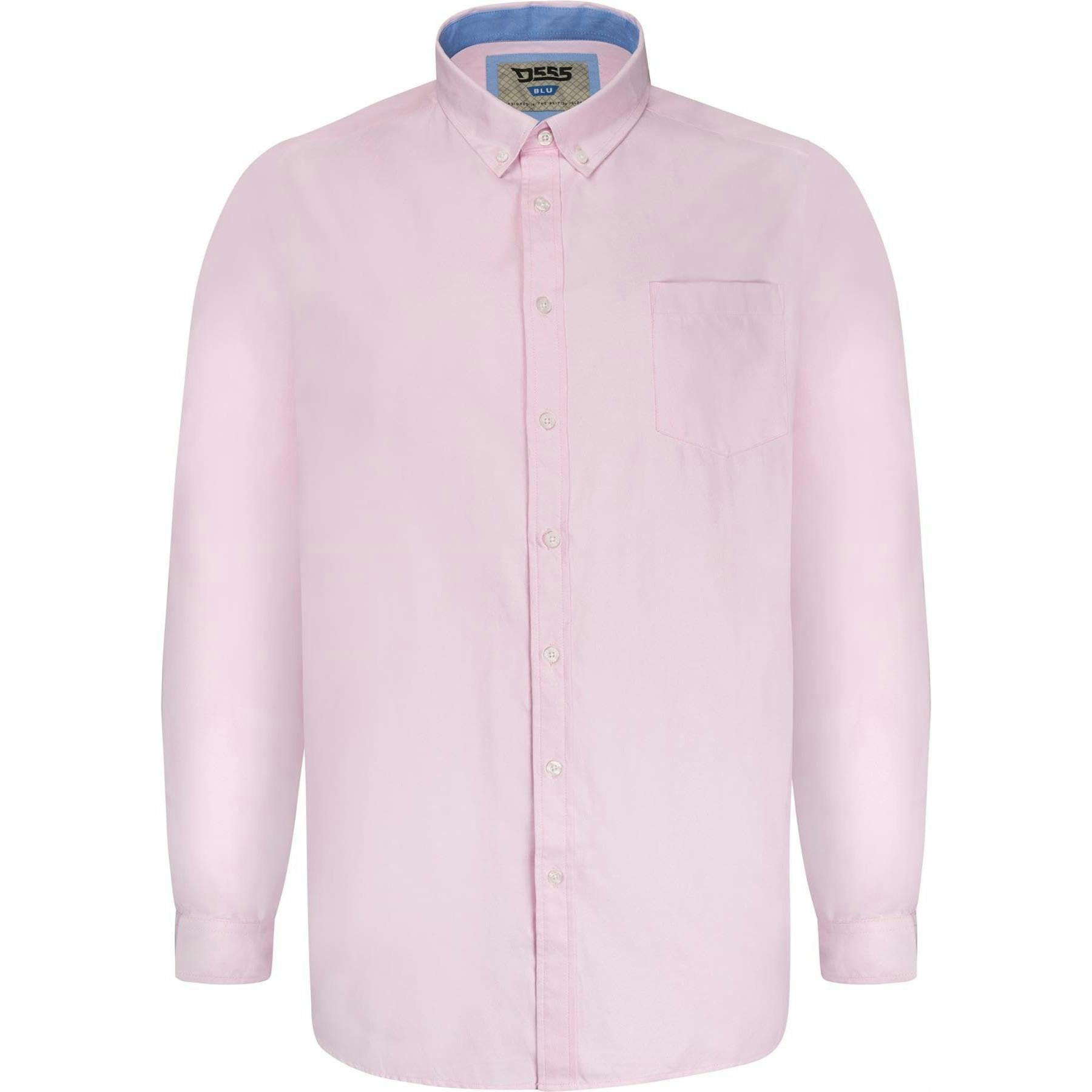 Duke Men's Pink D555 Richard Oxford Kingsize Long-Sleeved Shirt - 5XL - 65% Cotton/35% Polyester