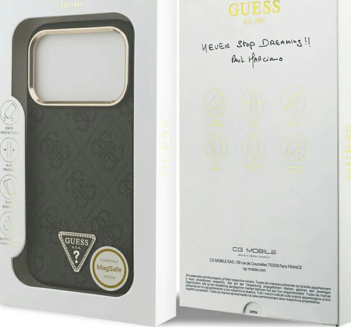 Guess Black/Gold 4G Triangle Logo Case With Magsafe For Iphone 17 Pro 6.3" - Guhmp17lp4gtdgmk