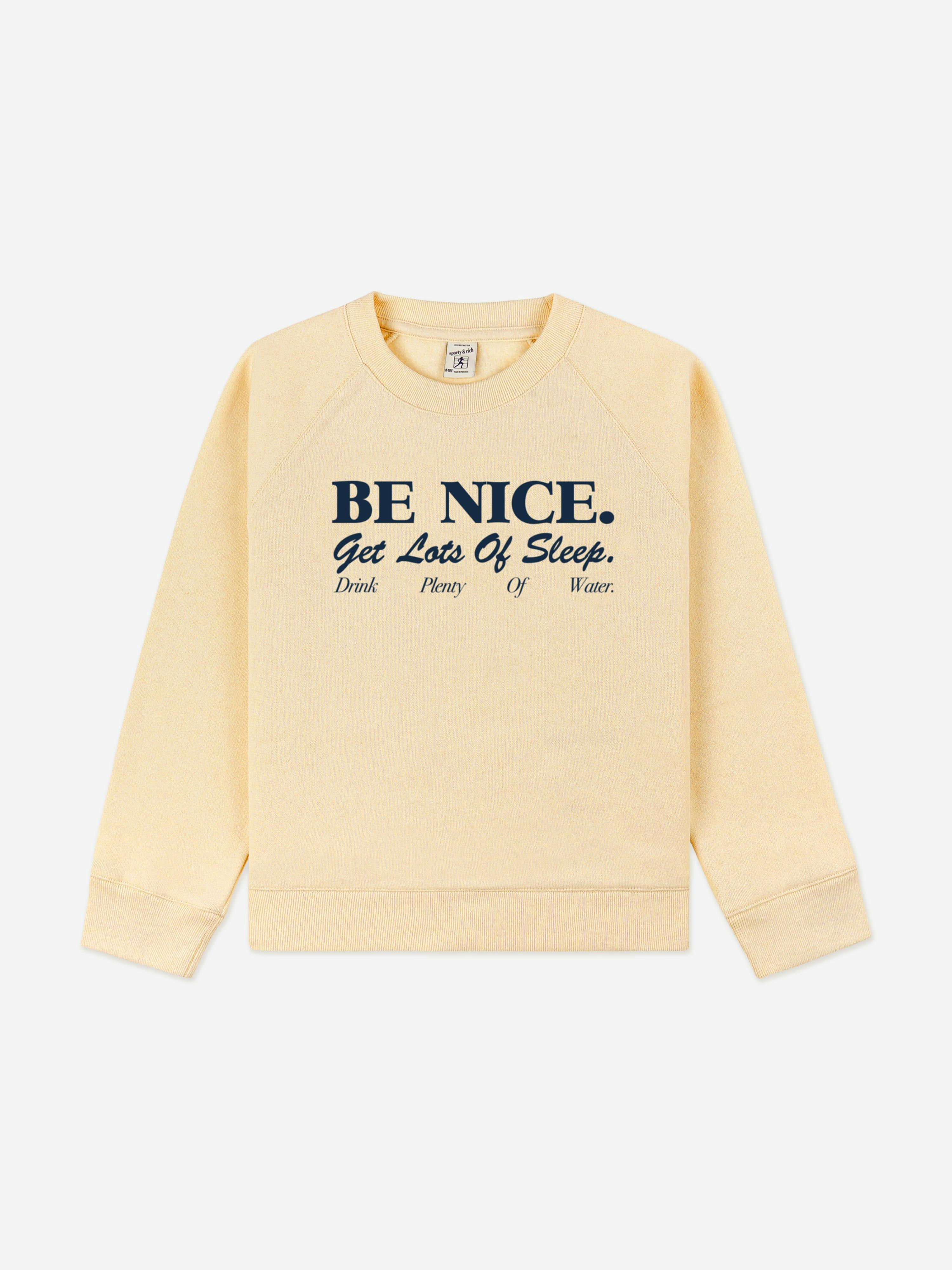 Sporty & Rich Unisex Kids Yellow Kids Be Nice Crewneck Sweatshirt In - 12 - 14 Yrs