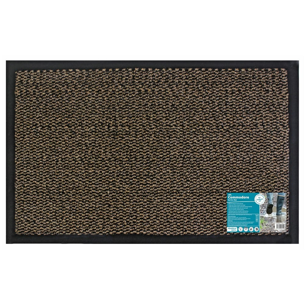 Jvl Brown Heavy Duty Commodore Backed Barrier Door Floor Mat, 40X60cm