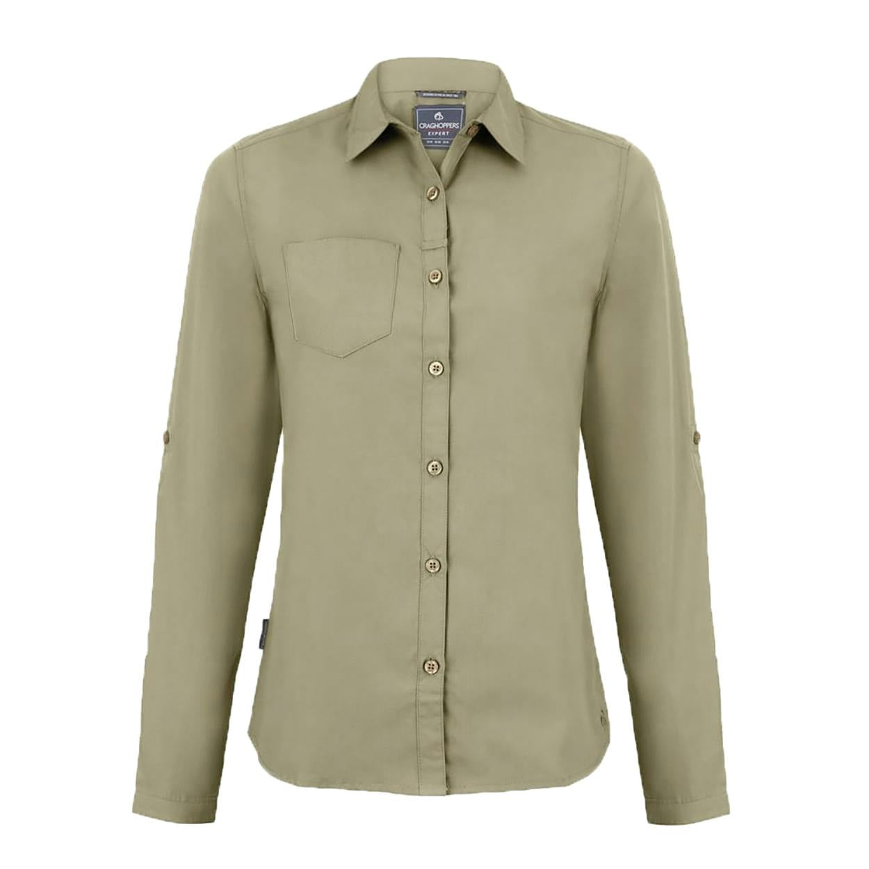 Craghoppers Women's Brown / Expert Kiwi Long-Sleeved Shirt - Pebble - 18 Uk - Pebble - 65% Recycled Polyester/35% Cotton