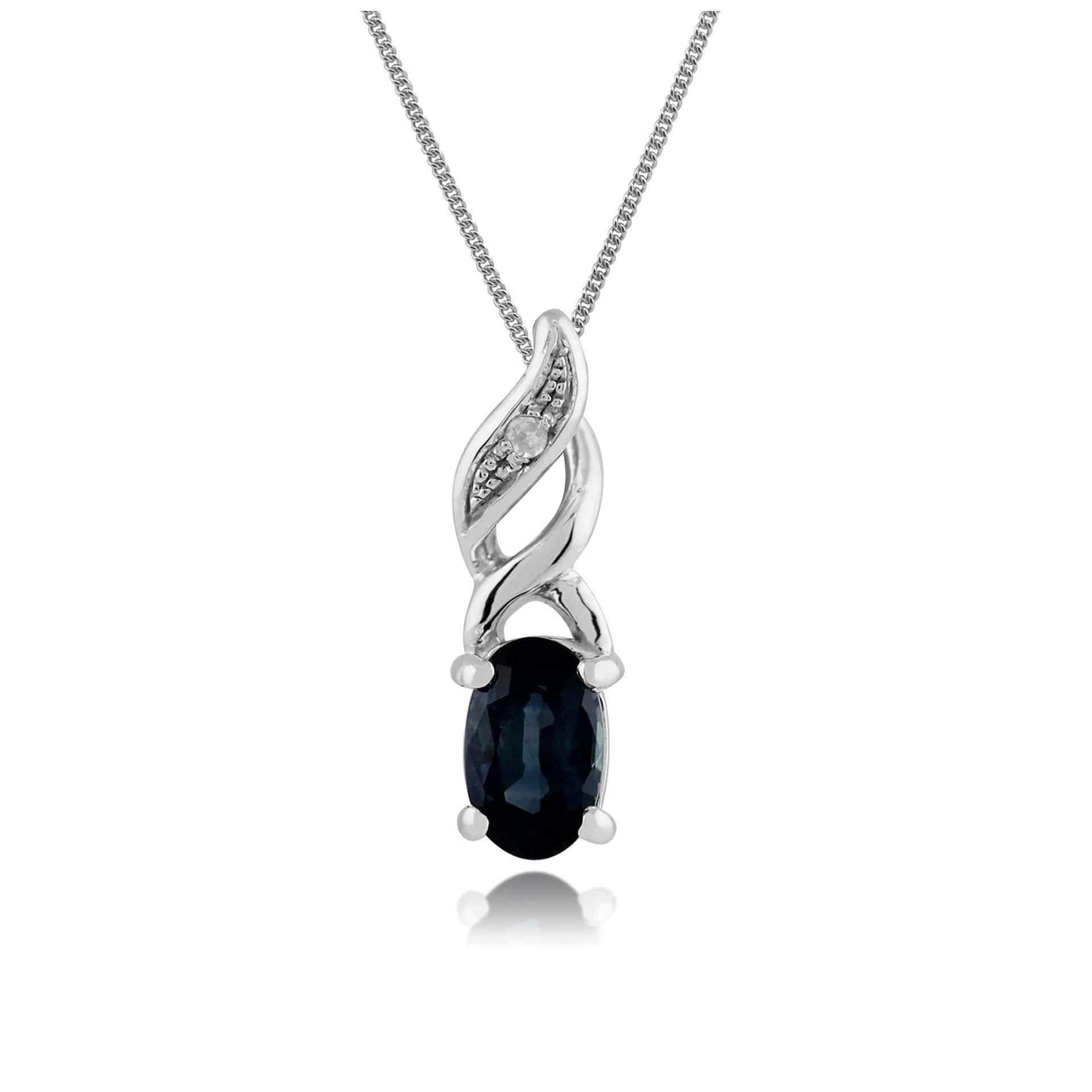 Gemondo White/Gold Classic Oval Sapphire & Diamond Pendant In 9Ct