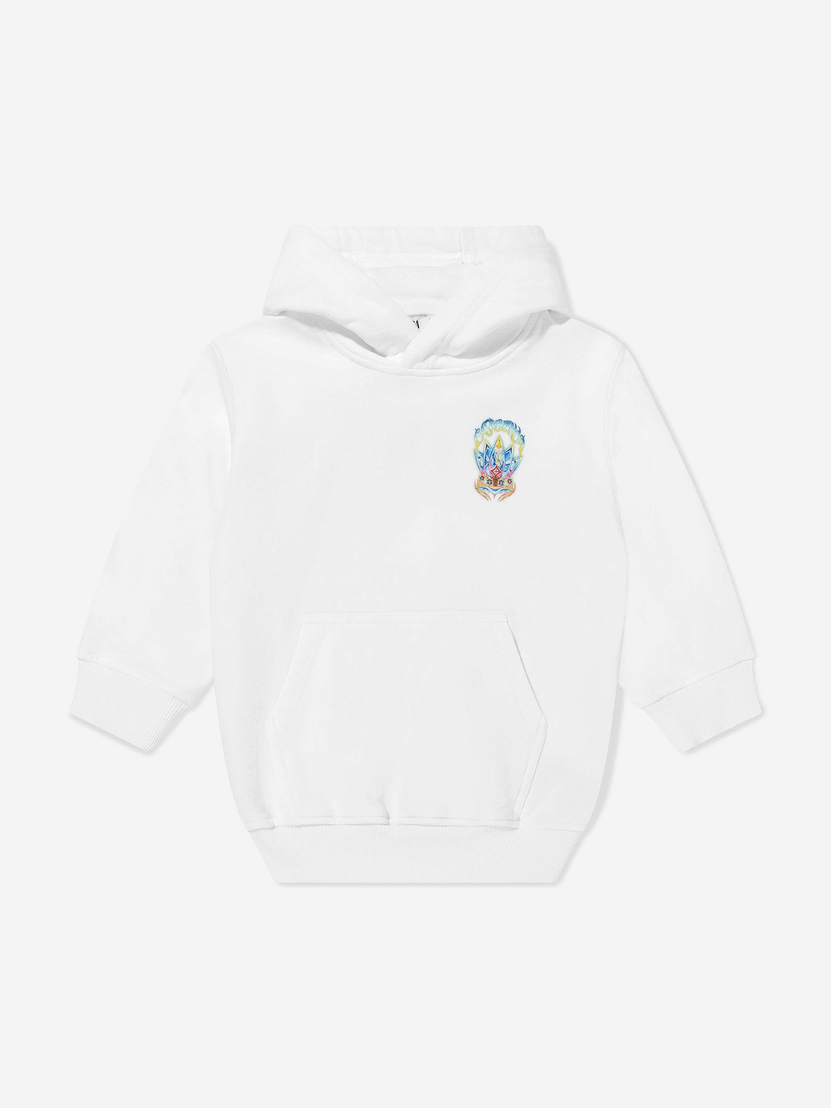 Casablanca Boys White Surf Lotus Printed Hoodie In - 13 - 14 Yrs