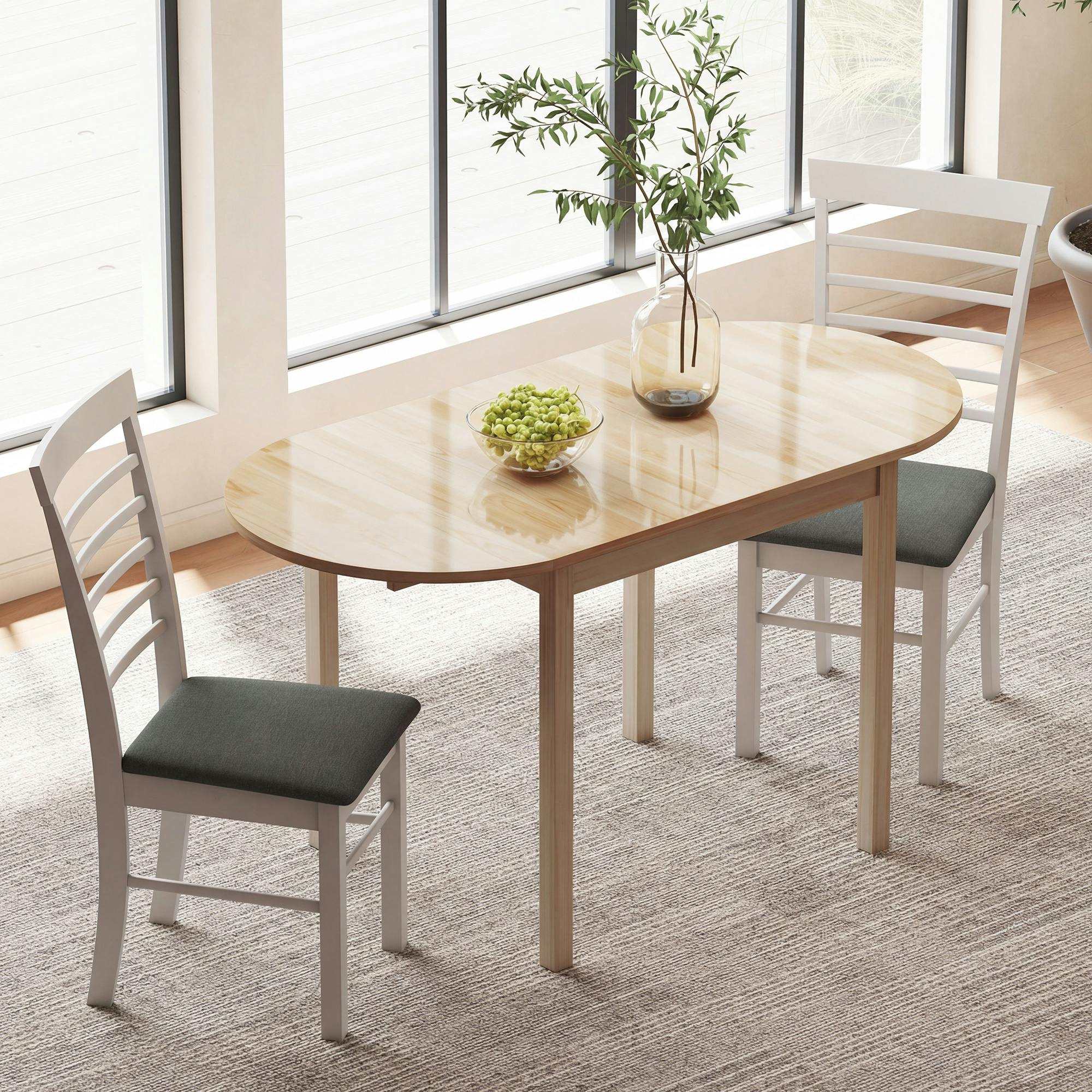 Homcom Foldable Dining Table, Solid Wood Drop Leaf Table, Natural