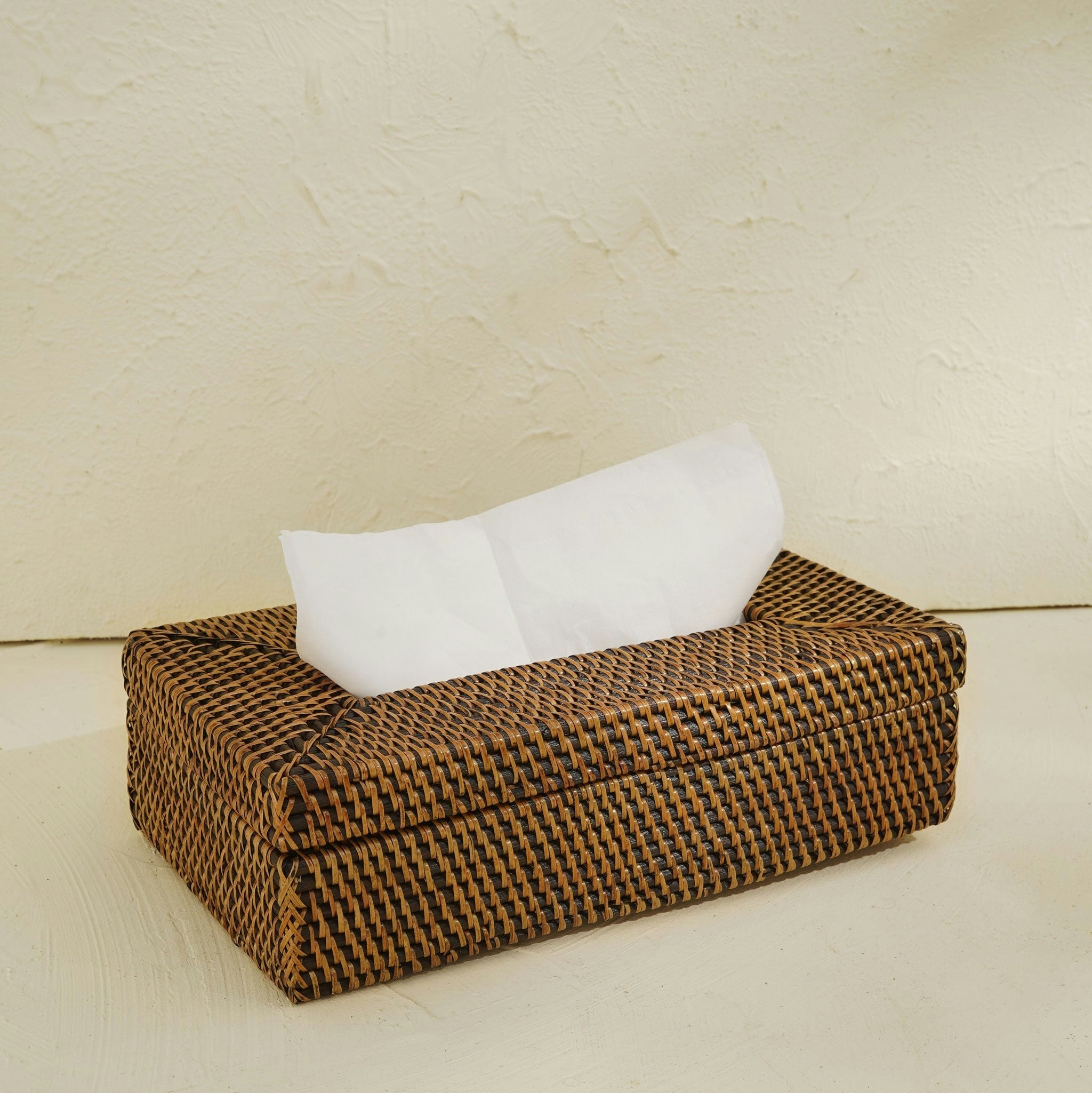 Rackhams Dark/Brown Rectangular Tissue Holder - Wicker Rattan Tissue Box Cover