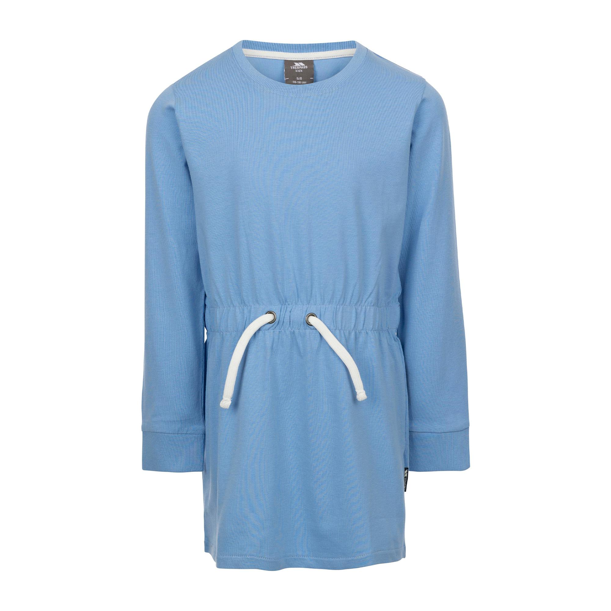 Trespass Girls Blue Junie Casual Dress - Cornflower - 2-3 Years - Cornflower - 95% Cotton/5% Elastane