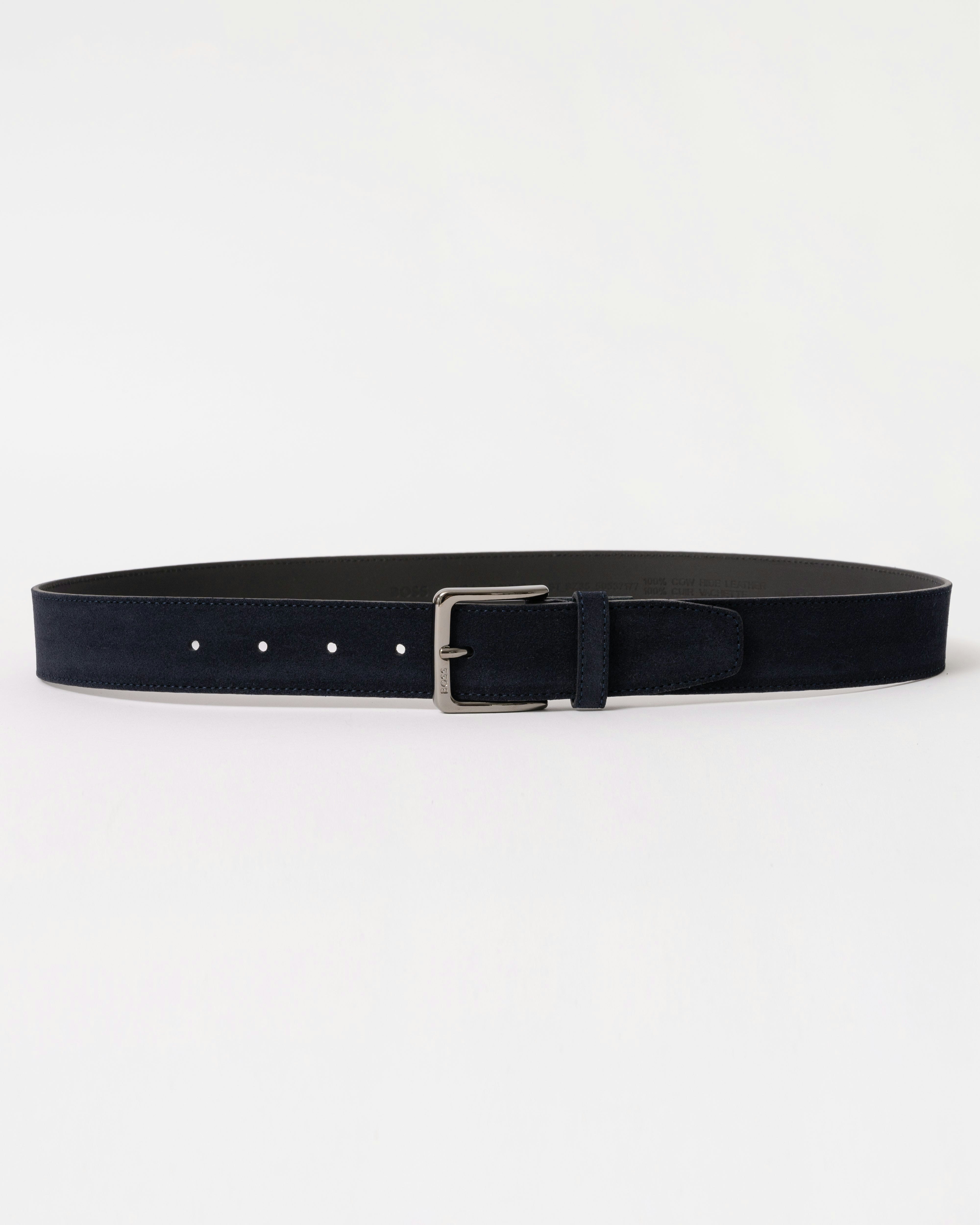 Boss Orange Men's Orange/Dark/Blue Boss Ronnie Suede Belt With Logo-Engraved Gunmetal Buckle - 401 - 401 - W36