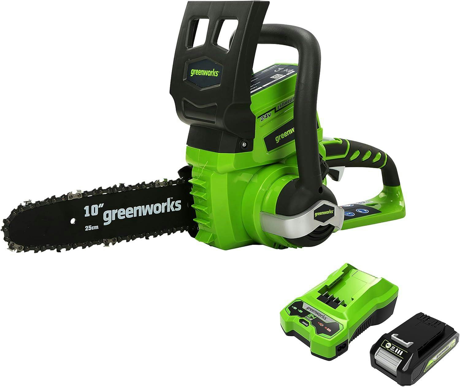 Greenworks Green Works 24V 25Cm Chainsaw With 2Ah Battery And Charger