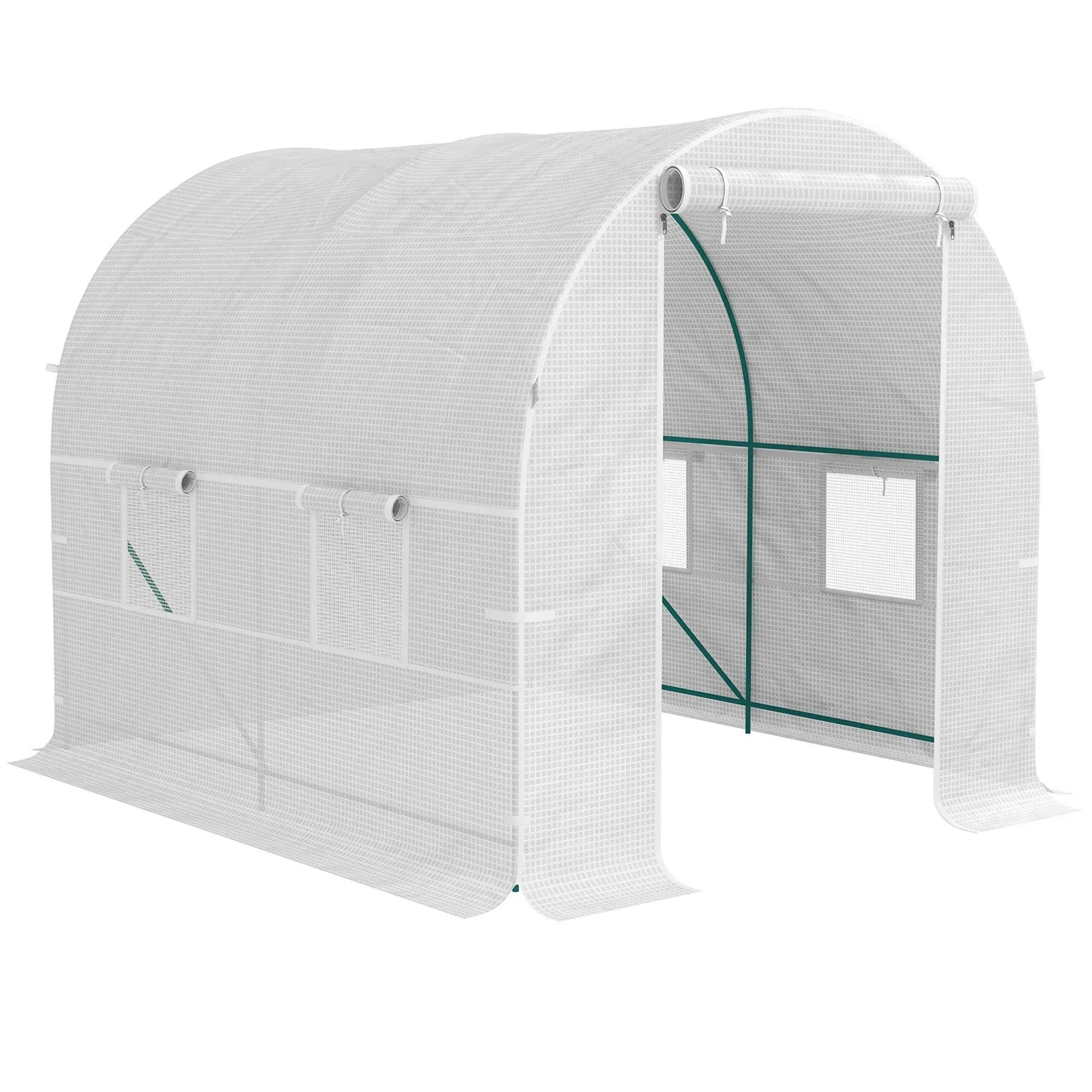 Outsunny Polytunnel Greenhouse Outdoor Grow House Roll Up Door Windows 2X2.5m - Image 5