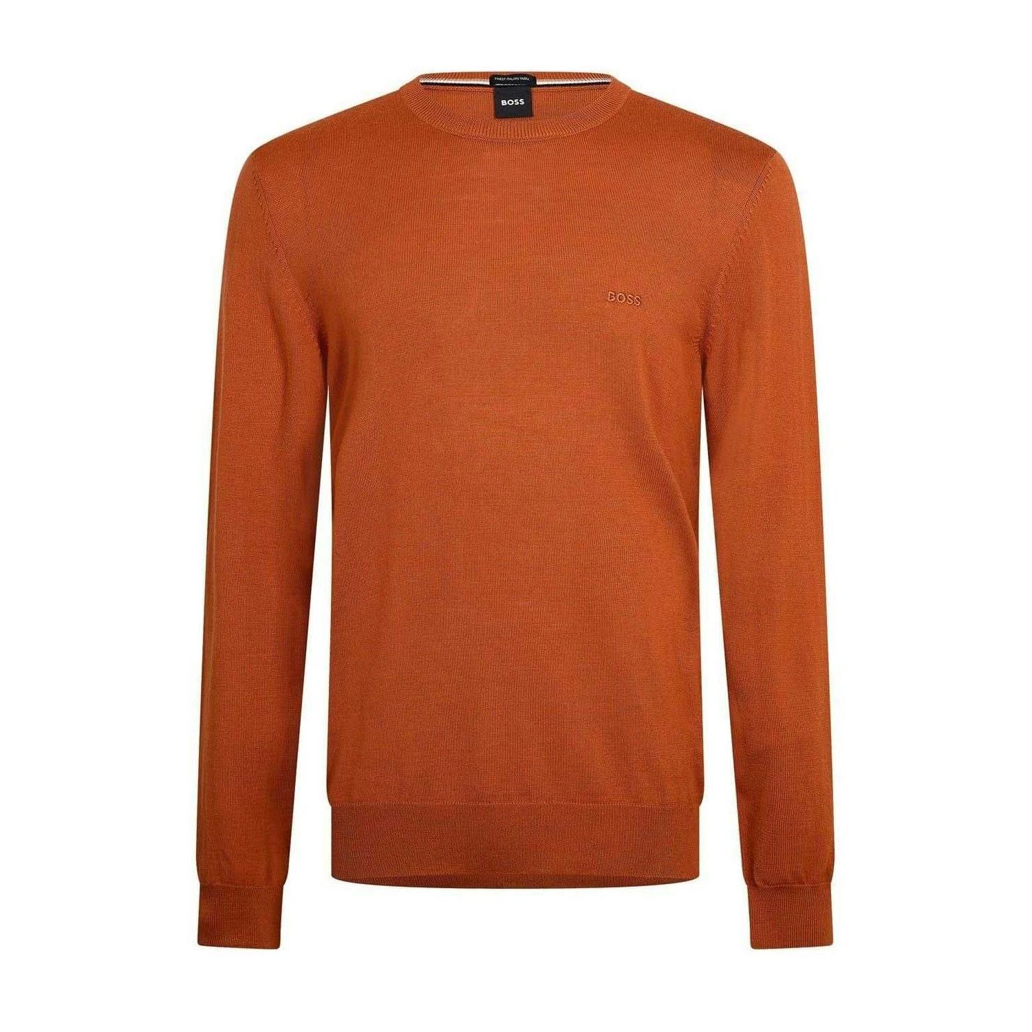Boss Men's Dark/Orange Botto Knitted Jumper - S - 100% Virgin Wool