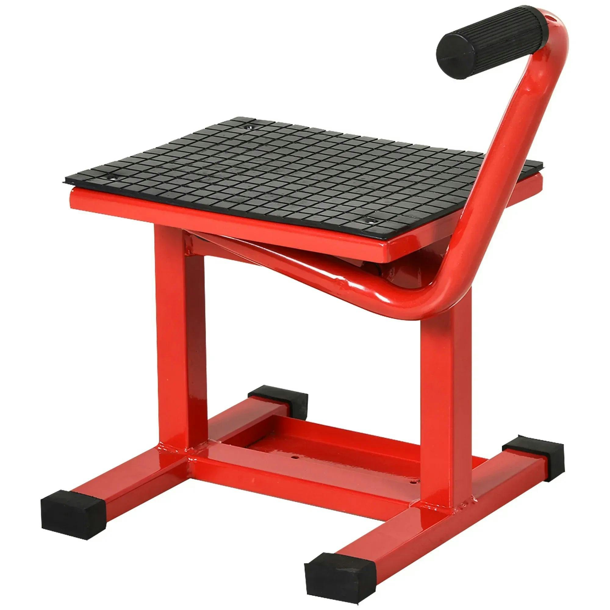 Durhand Unisex Red Steel Motorbike Jack Lift Rubber Platform Crank Lift Manual Repair Table In Size 27.5 - Image 4
