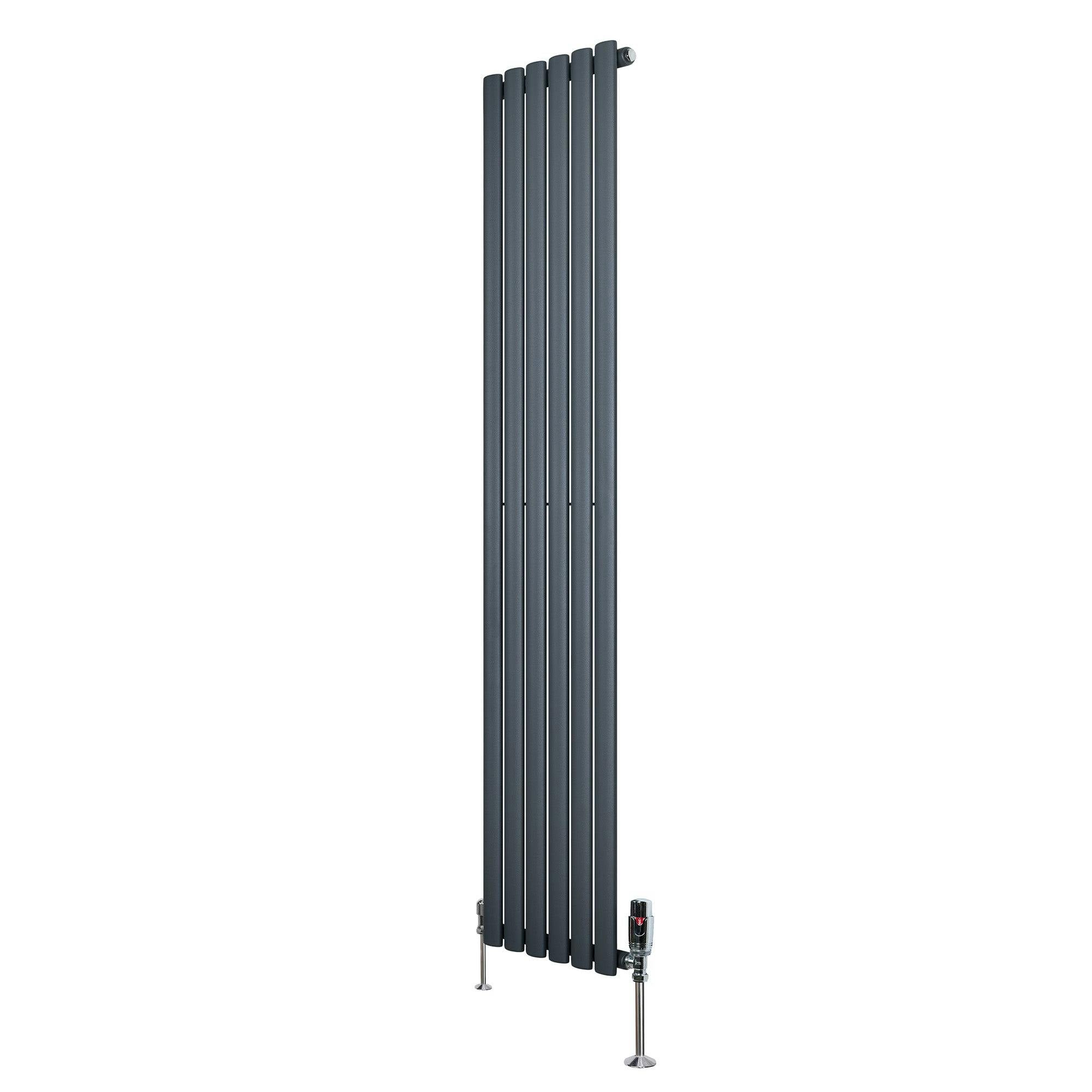Monstershop Anthracite/Grey Oval Single Column Radiator & Valves – 1800Mm X 360Mm –