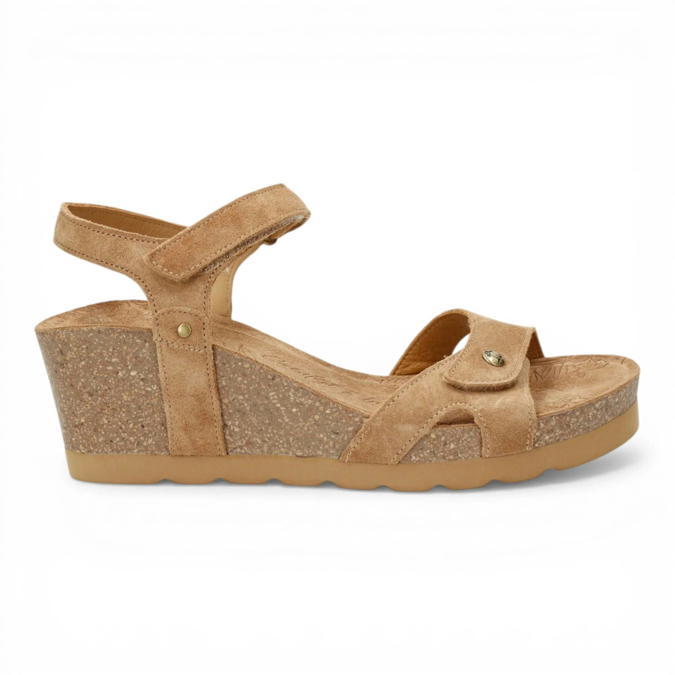 Panama Jack Women's Brown Julia B74 - Wedge Bark Suede Leather Sandals - Bark - Uk 6
