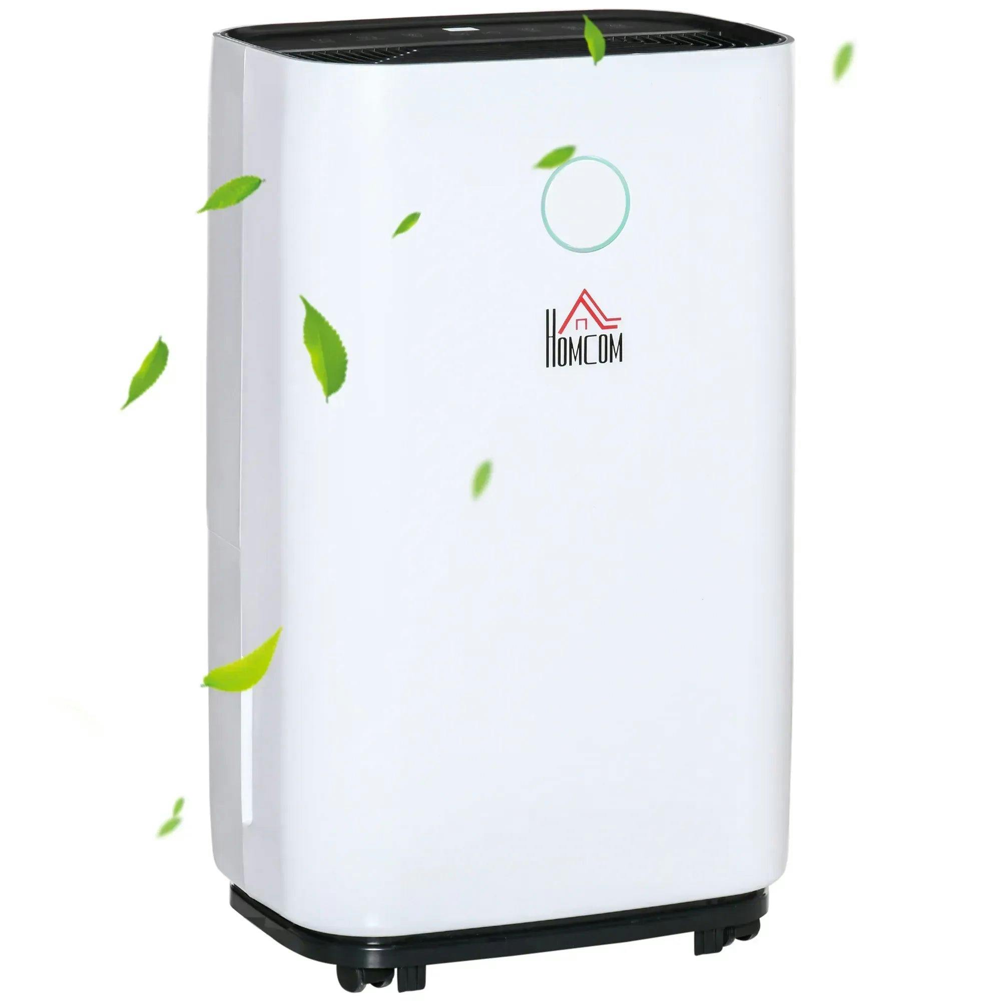 Homcom White Portable Quiet Dehumidifier For Home Electric Air Dehumidifier - 16L/Day - Image 8