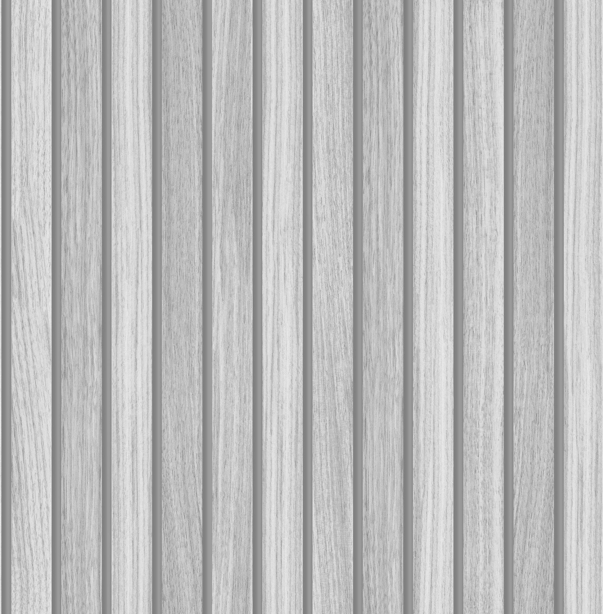 Rackhams Grey Wooden Slats Panelled Wallpaper - 10M