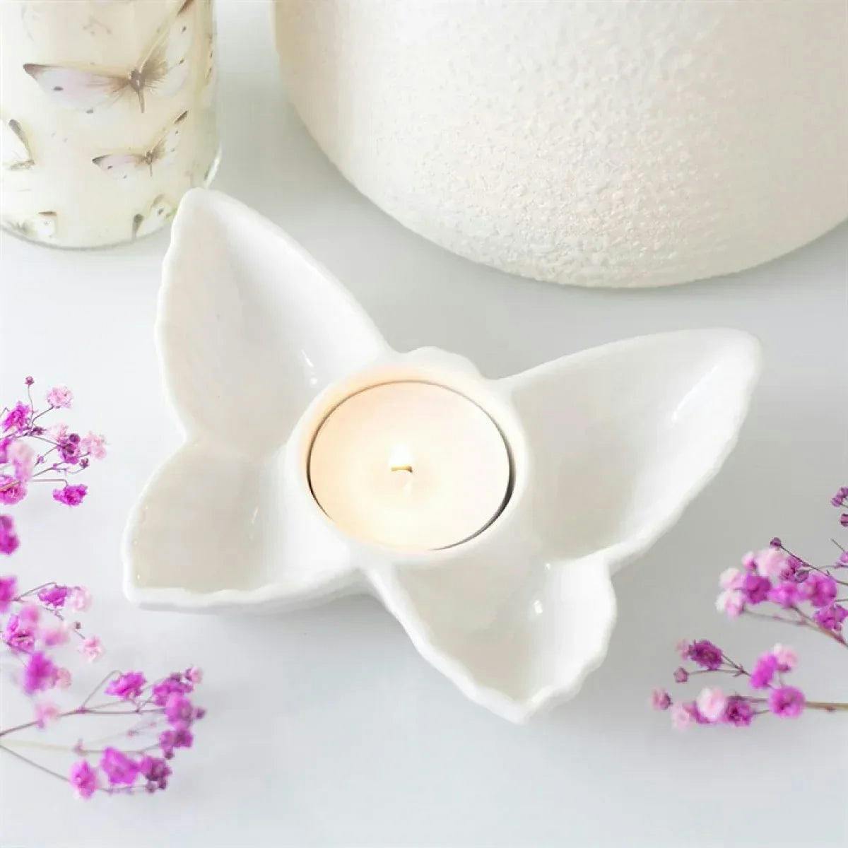 Rackhams White Butterfly Tealight Candle Holder