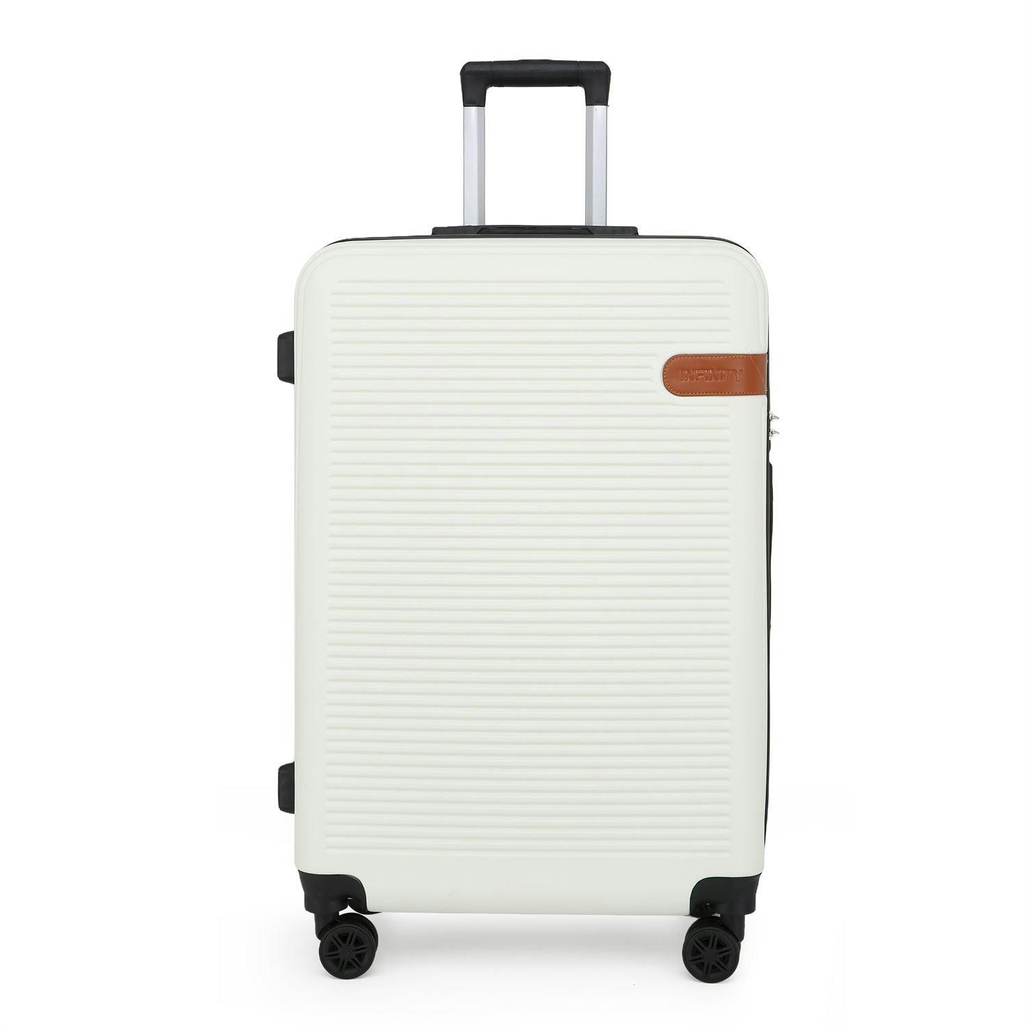 Infinity Luggage Cream Hard Shell Classic Dual 4 Wheel Luggage Suitcase Set - Large