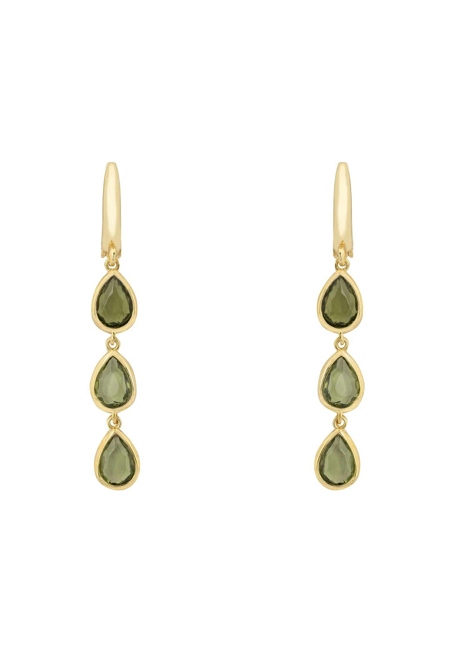 Latelita Gold Sardinia Triple Teardrop Earrings Peridot