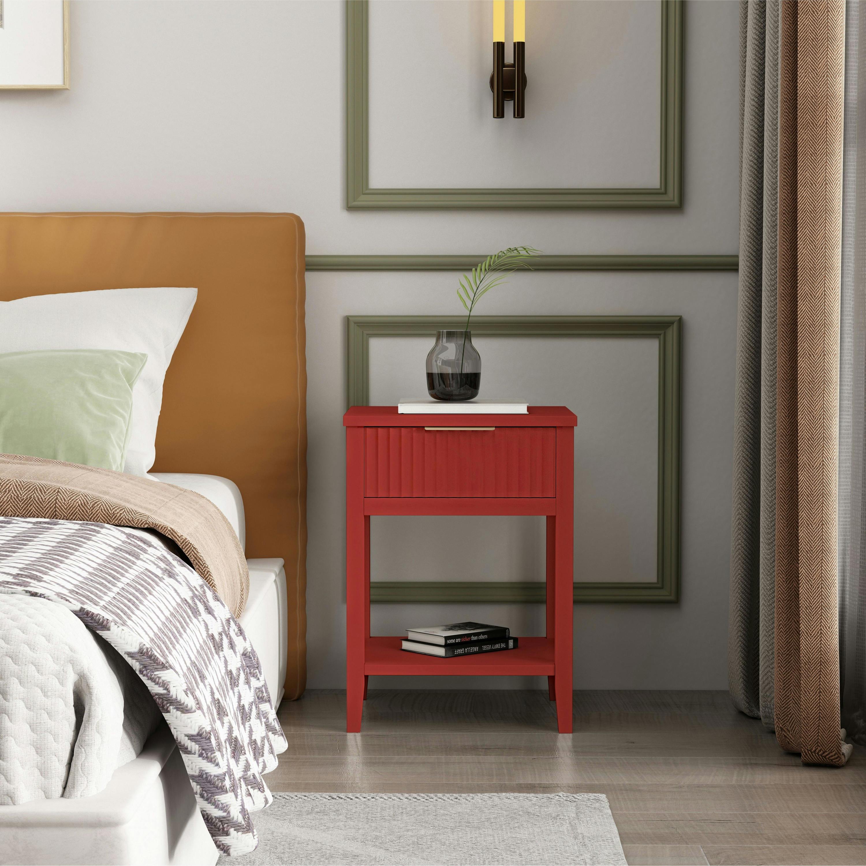Rackhams Red Monti 1 Drawer Bedside Table