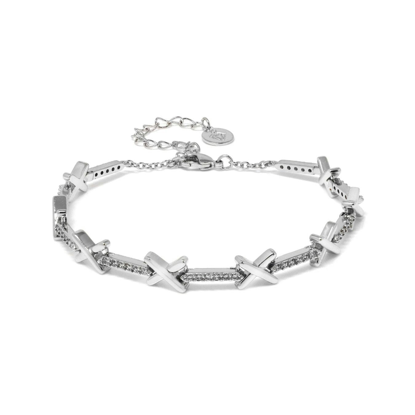 Say It With Silver Kiss Tennis Bracelet - Plated