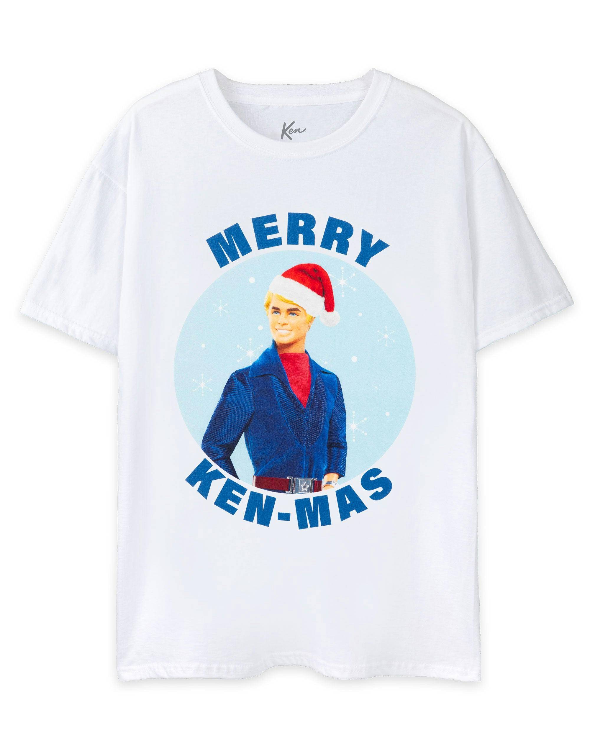 Vanilla Underground Men's White Barbie Ken Merry Kenmas Short Sleeved T-Shirt - Small