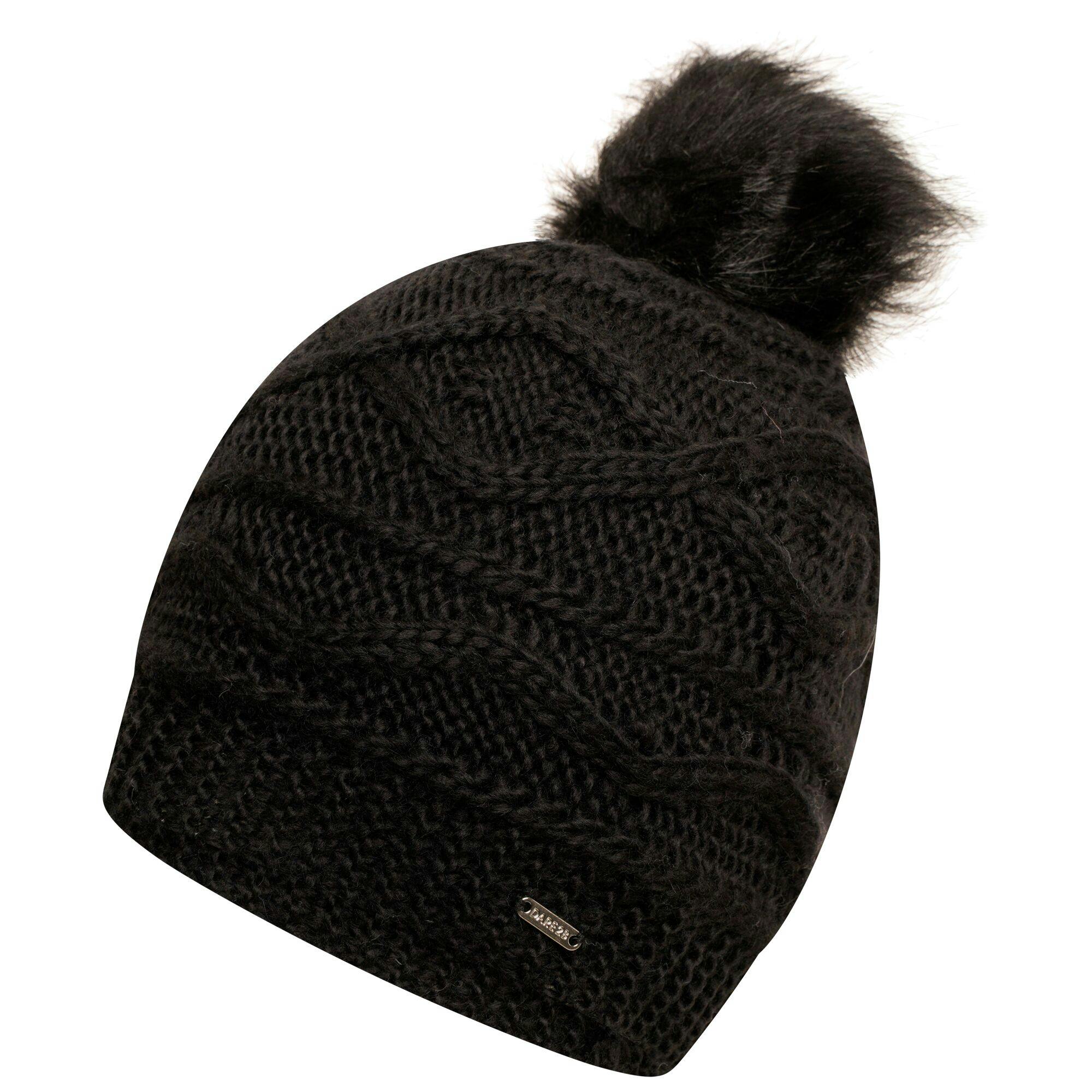 Dare 2B Women's Black Remind Ii Bobble Beanie - One Size - 100% Acrylic