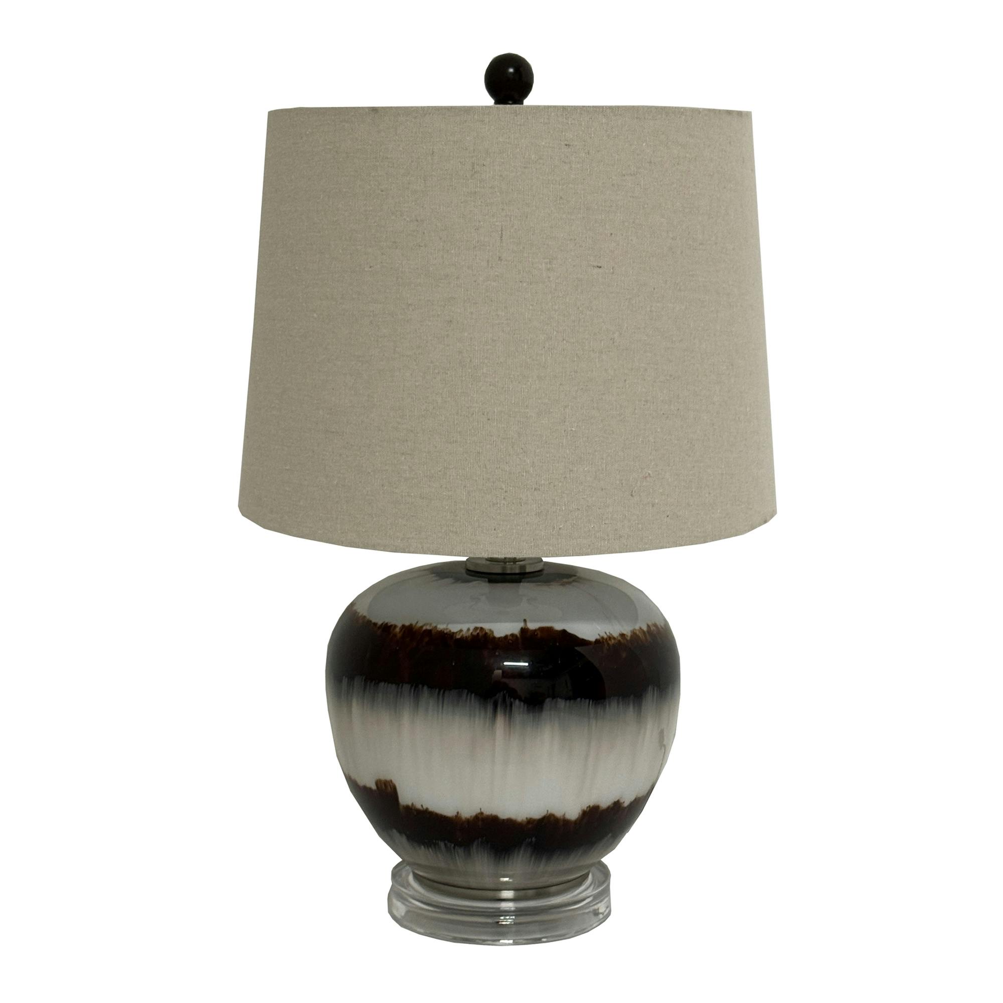 Hill Interiors Brown Sepia Shadows Squat Linen Table Lamp - One Size - 100% Mixed