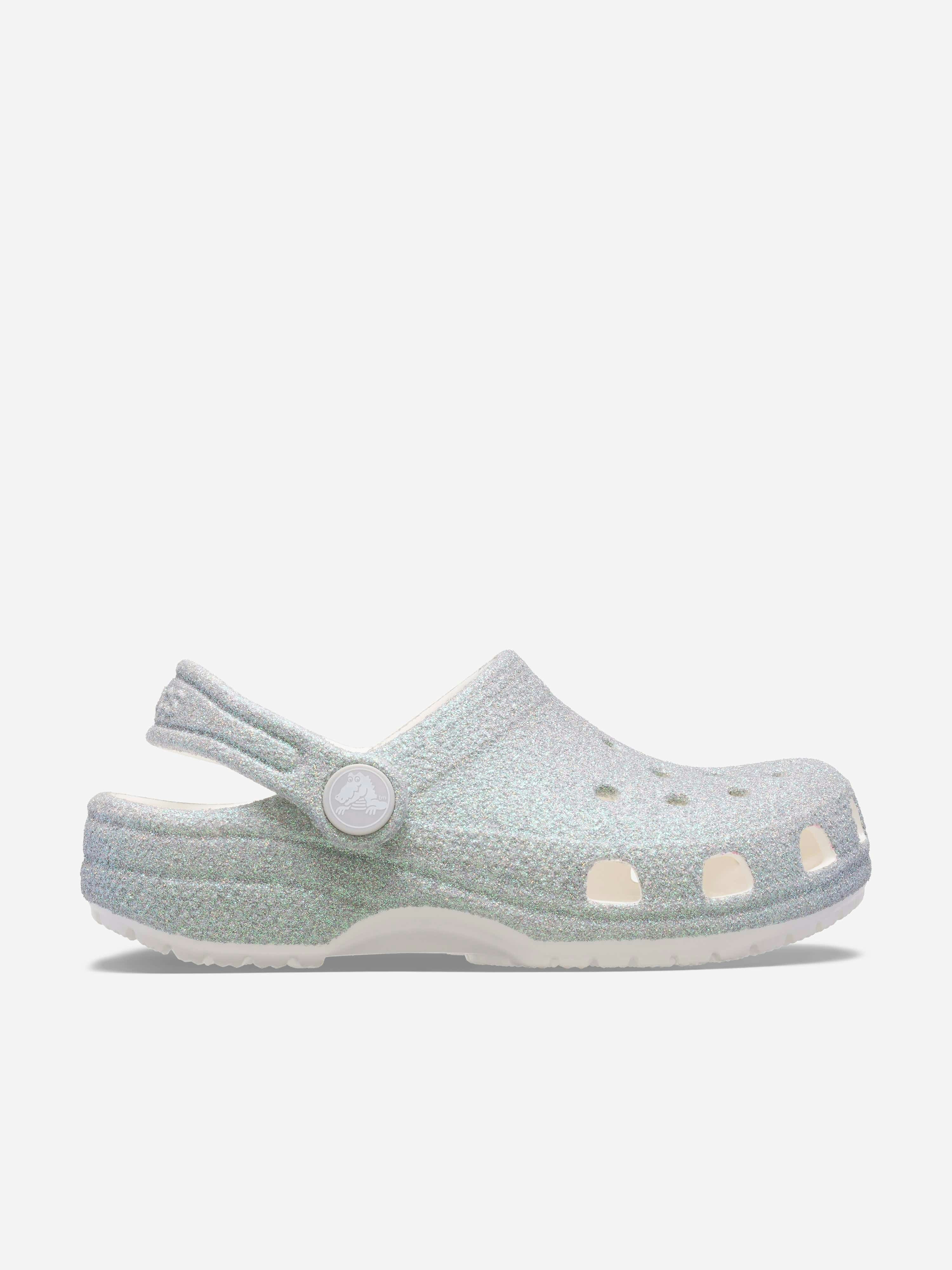 Crocs Girls White Classic Iridescent Glitter Clog In - Eu 30 - 31 Uk 13 Us 13